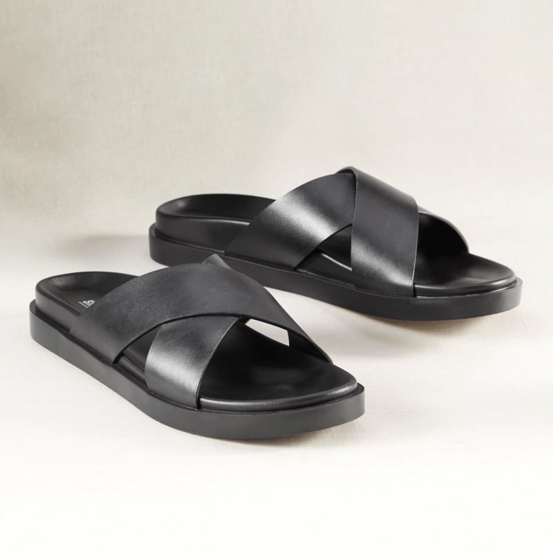 Stacy Adams Men's Montel Faux Leather Cross-Strap Slide with EVA Midsole - MIDNIGHT VELVET CATALOG