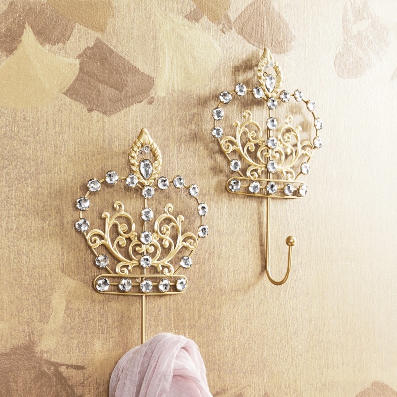 Set of 2 Glam Crown Wall Hooks - MIDNIGHT VELVET CATALOG