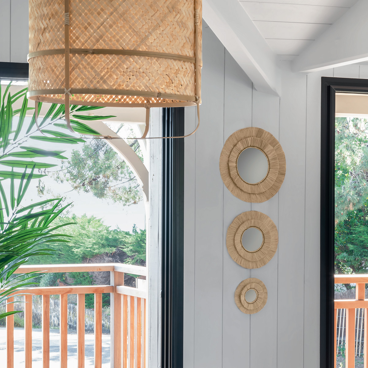 3 mirrors"Alba" Raphia, D.20/30/40 cm