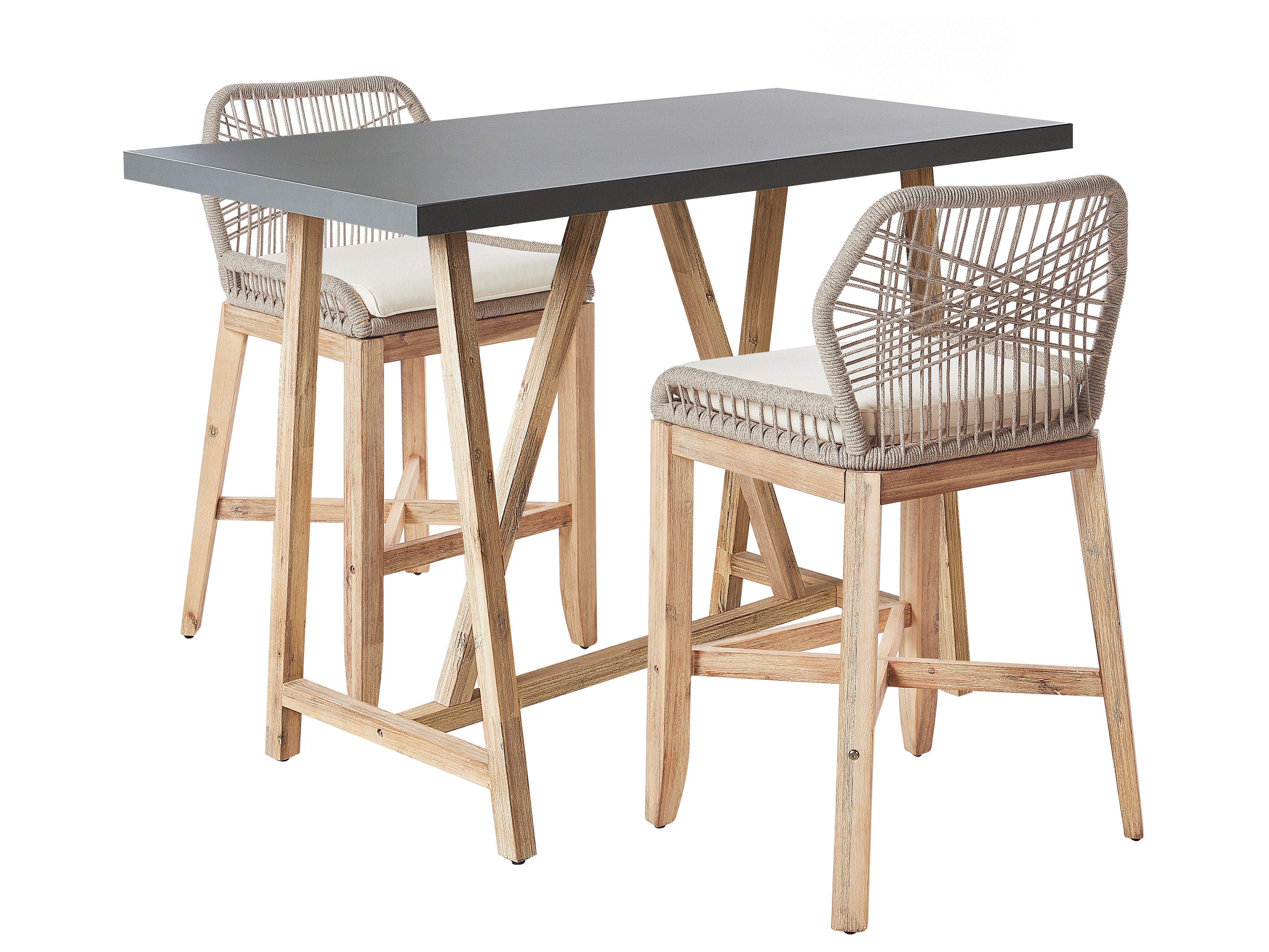 Bistro Set with Cushions TALAMONE Acacia Wood Grey