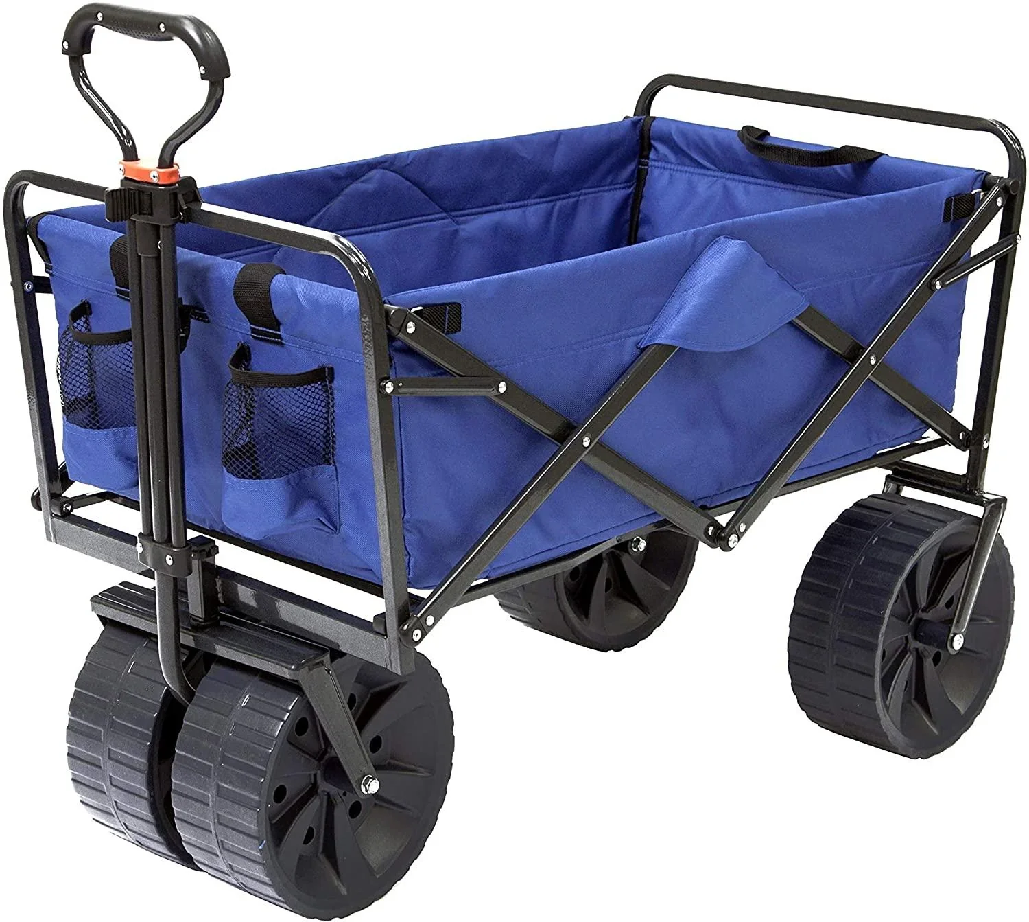 Mac Sports Heavy Duty Collapsible Folding All Terrain Utility Beach Wagon Cart, Blue/Black - Image 3 Mac Sports Heavy Duty Collapsible Folding All Terrain Utility Beach Wagon Cart, Blue/Black - Image 3
