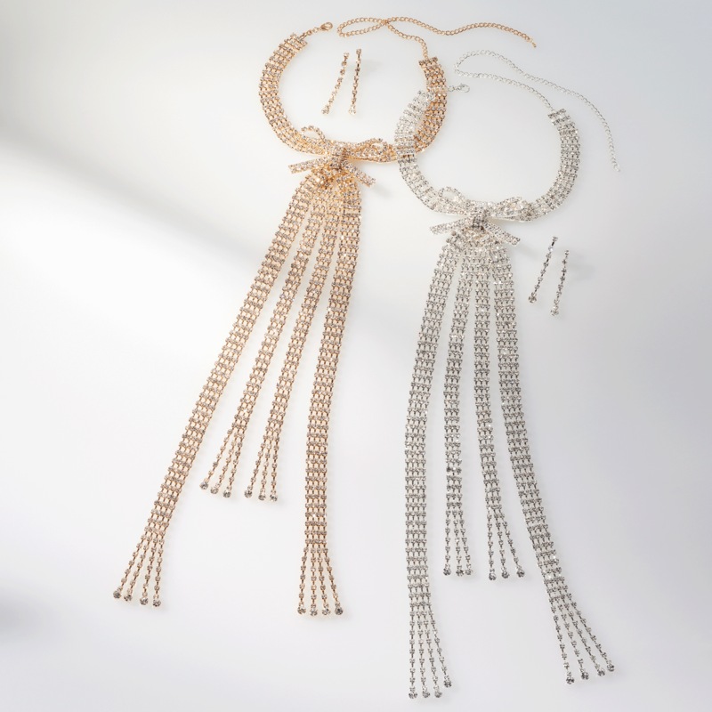 Crystal Bow Necklace & Earring Set - MIDNIGHT VELVET CATALOG