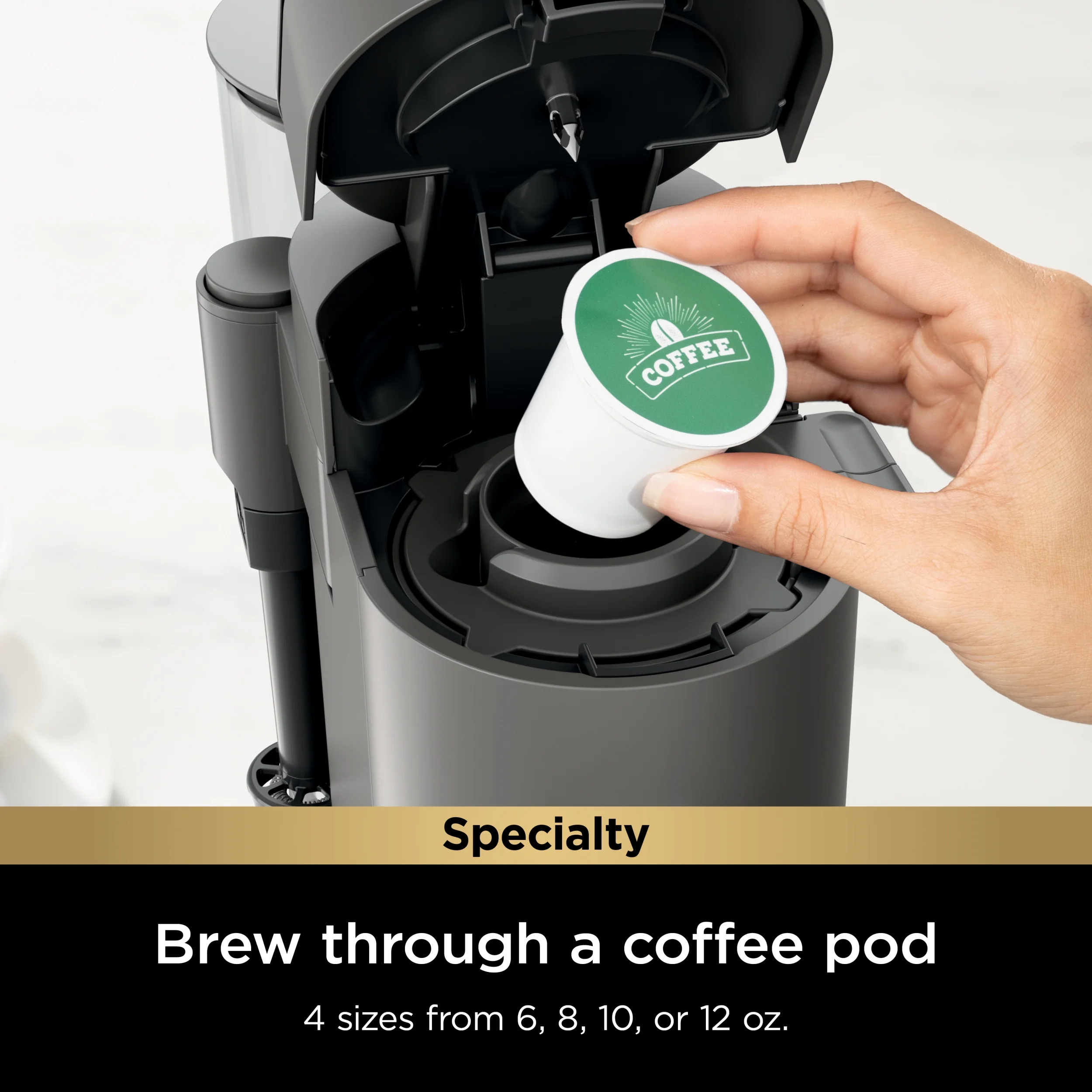Ninja Single Serve Pods & Grounds Specialty Coffee Brewer, 4 Brew Styles, Gray, PB050 - Image 3