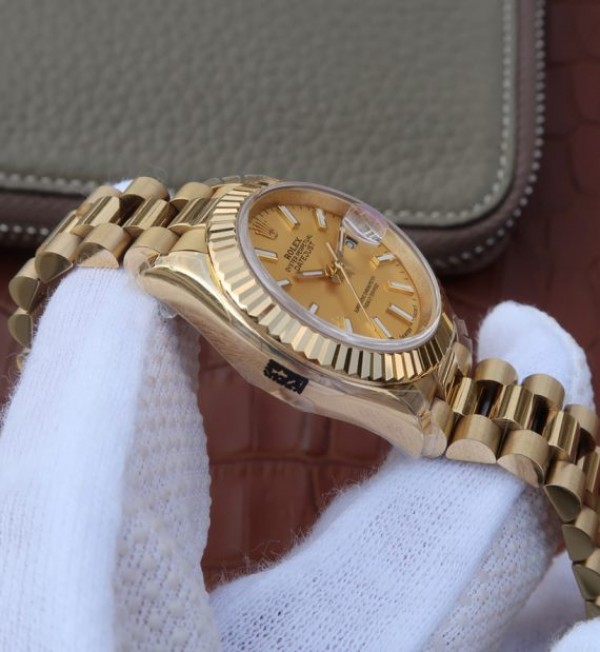 Replica Rolex DateJust 31mm Fluted Bezel RG Gold Dial Bracelet A2235 - Elite Watch Atelier