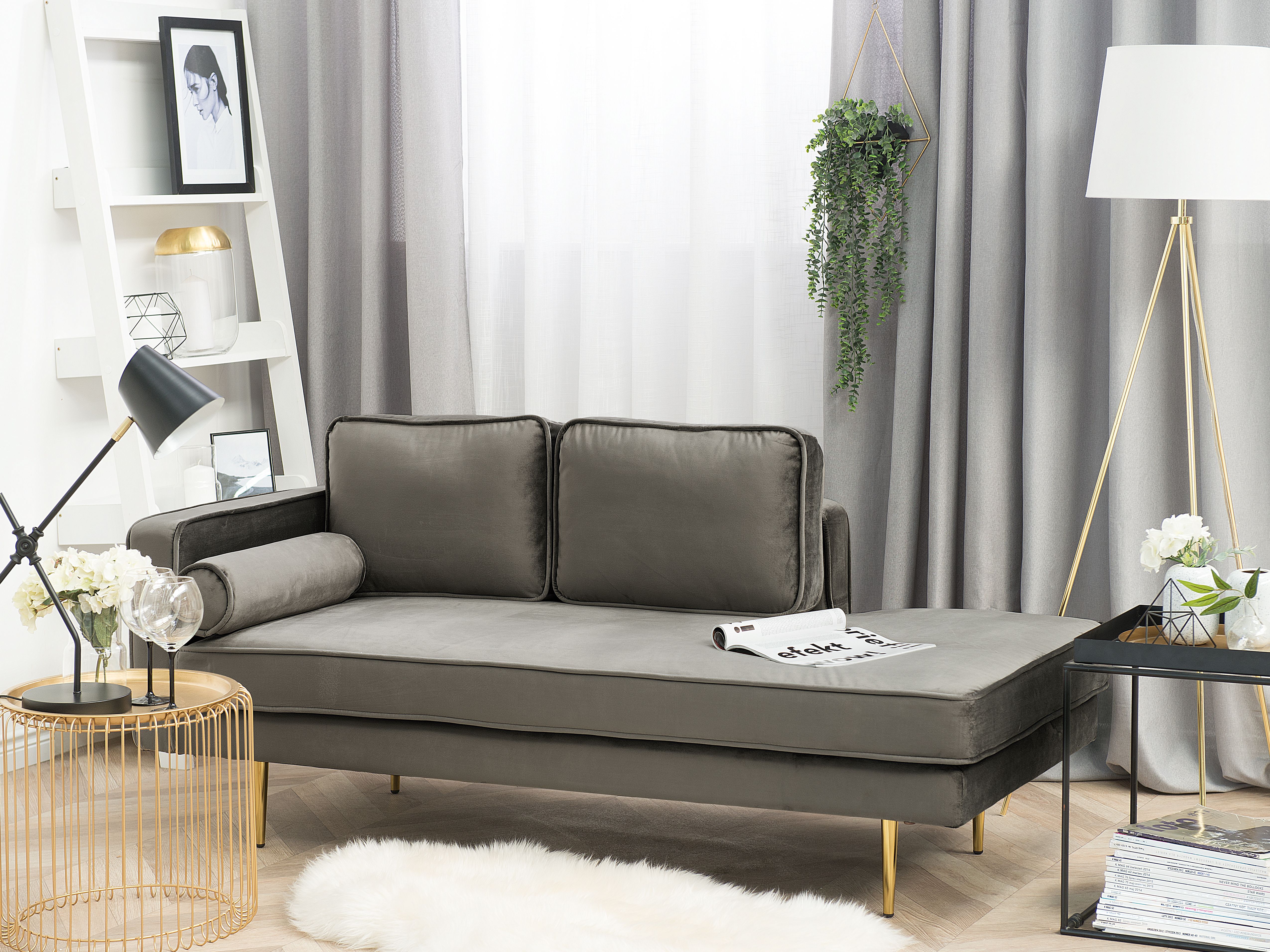 Left-Hand Chaise Lounge MIRAMAS Velvet Taupe