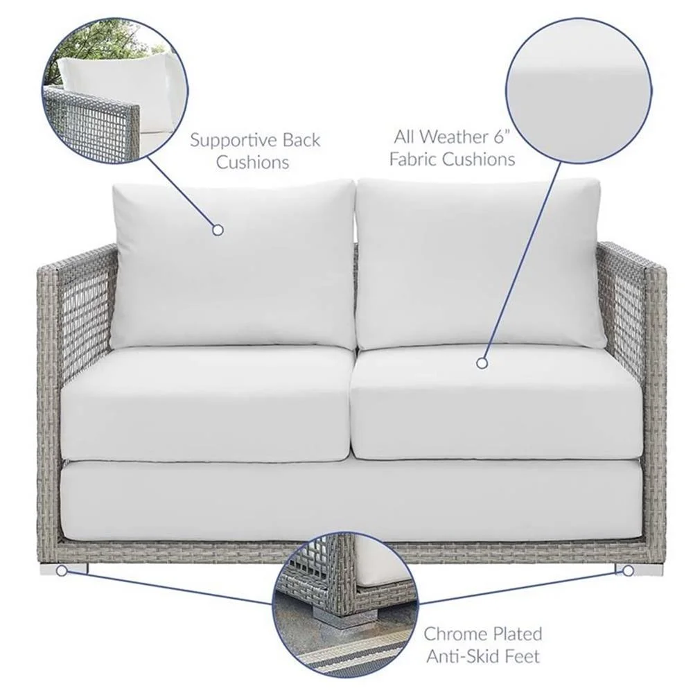 Afuera Living Wicker Patio Loveseat in Gray - Image 23