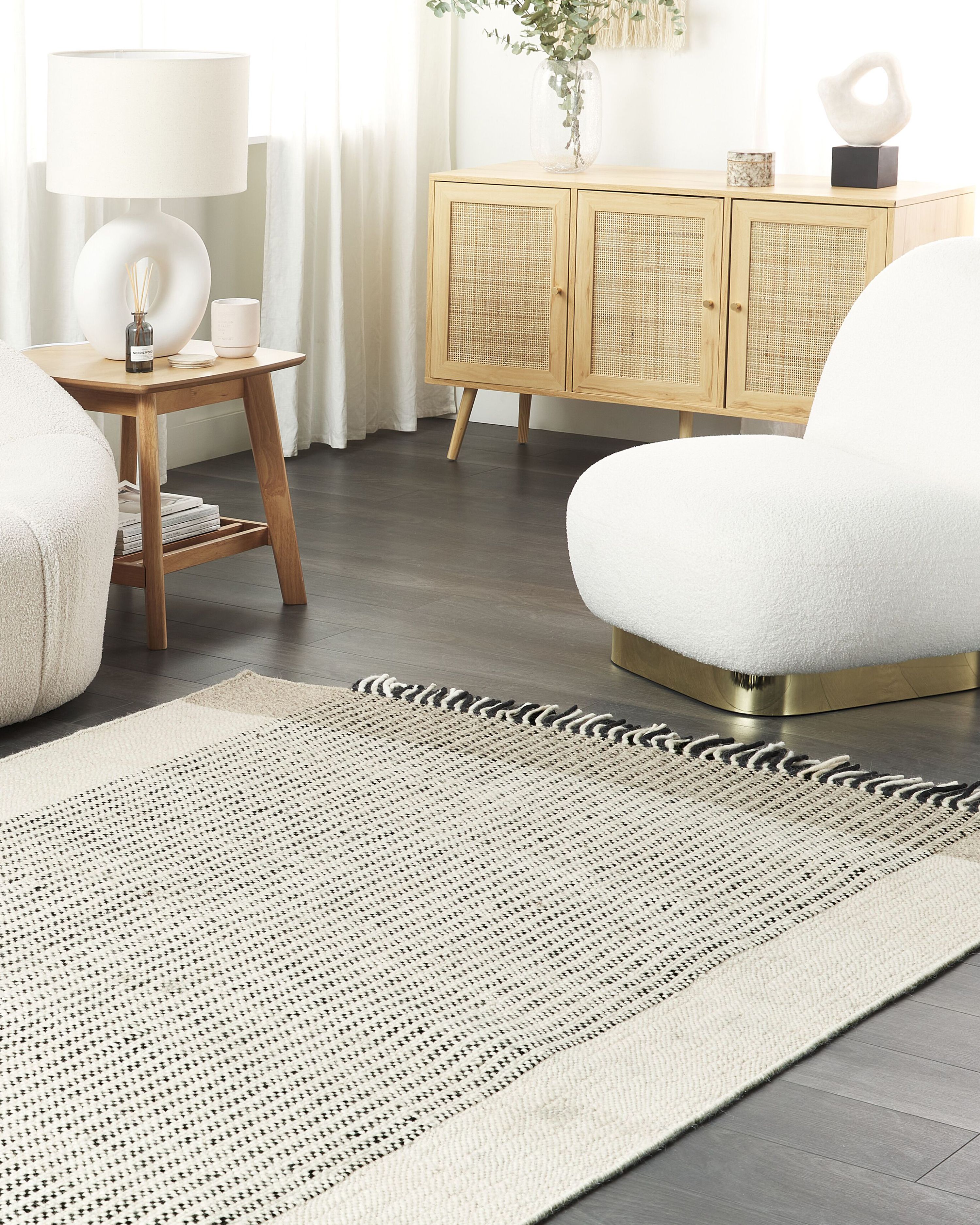 Rug DIVARLI Beige 160 x 230 cm Wool
