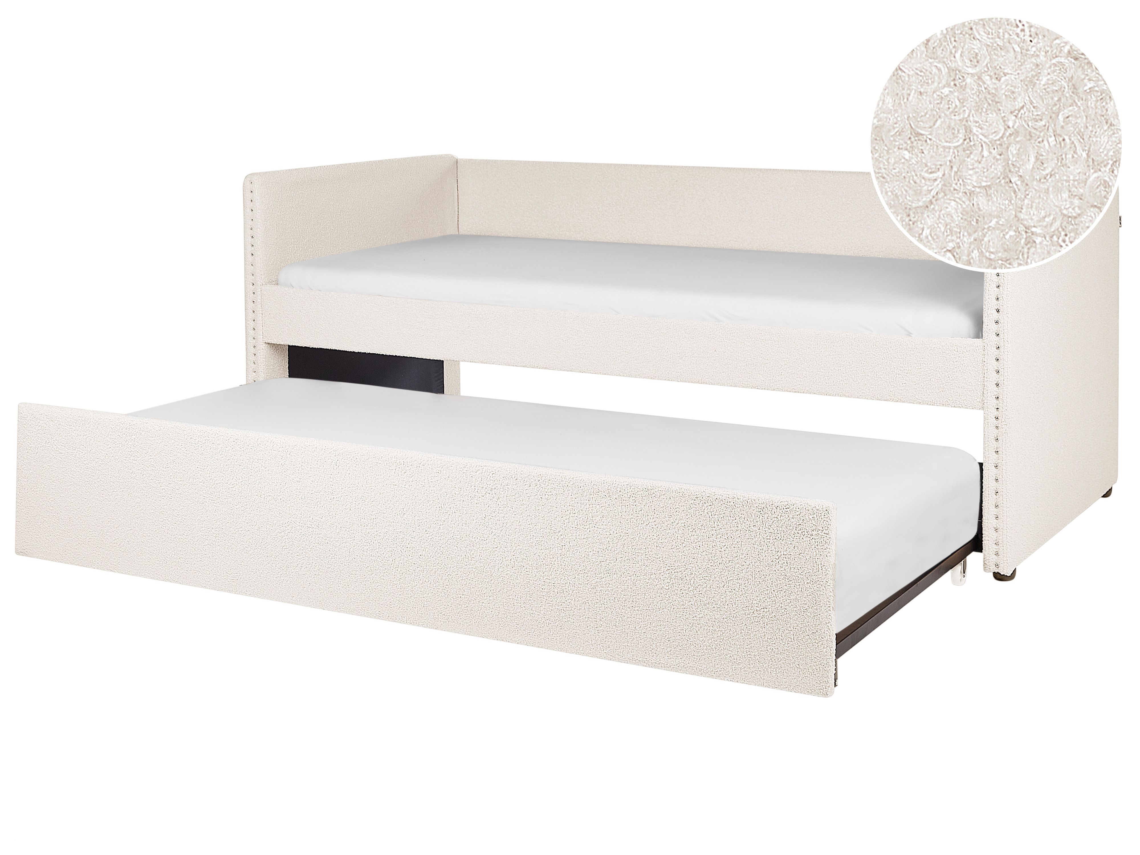 Trundle Bed Boucle TROYES 90 x 200 cm (EU Single) Light Beige
