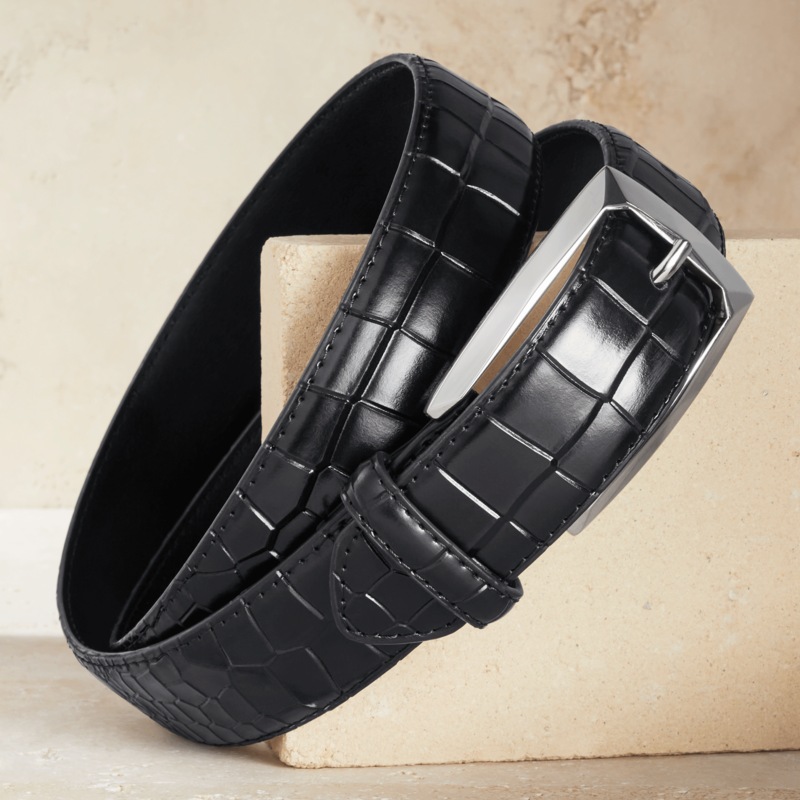 Stacy Adams Croco Leather Belt - MIDNIGHT VELVET CATALOG