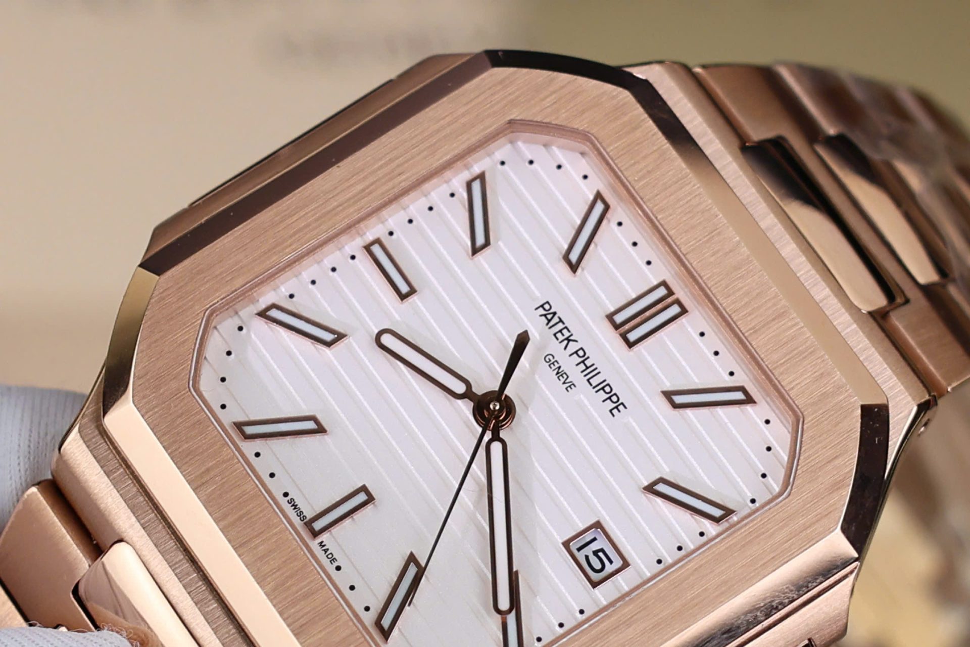 Patek Philippe Cubitus 5821 Replica Watch Rose Gold White Dial TW Factory 45mm - Top club
