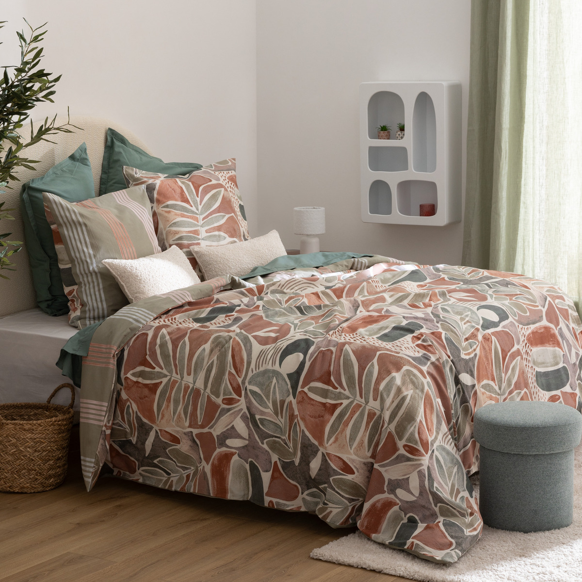 Printed bed set "Alvaro" Celadon Green, 240x220 cm