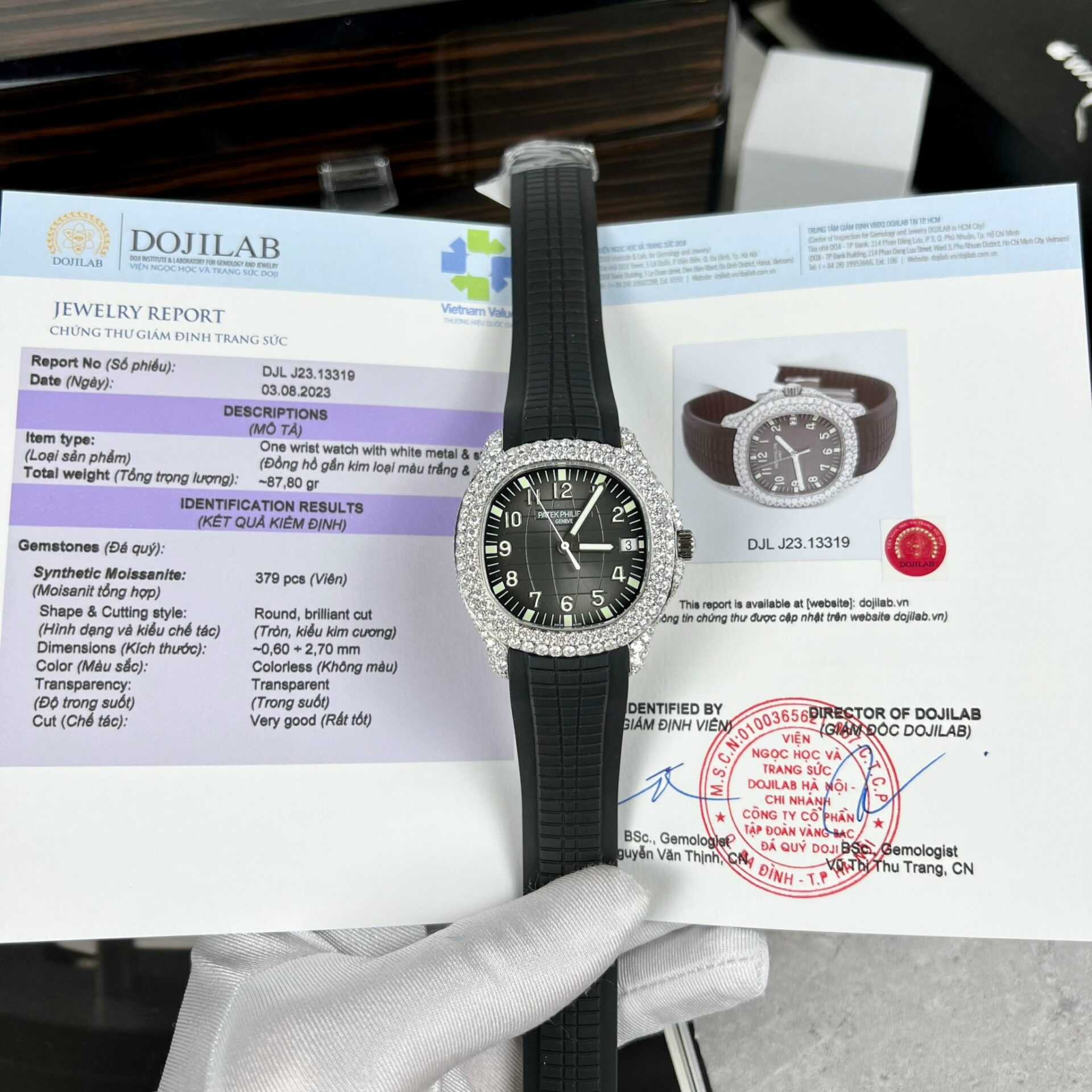 Patek Philippe Aquanaut 5719 Moissanite Diamond Replica Watch 40mm - Elite Watch Atelier