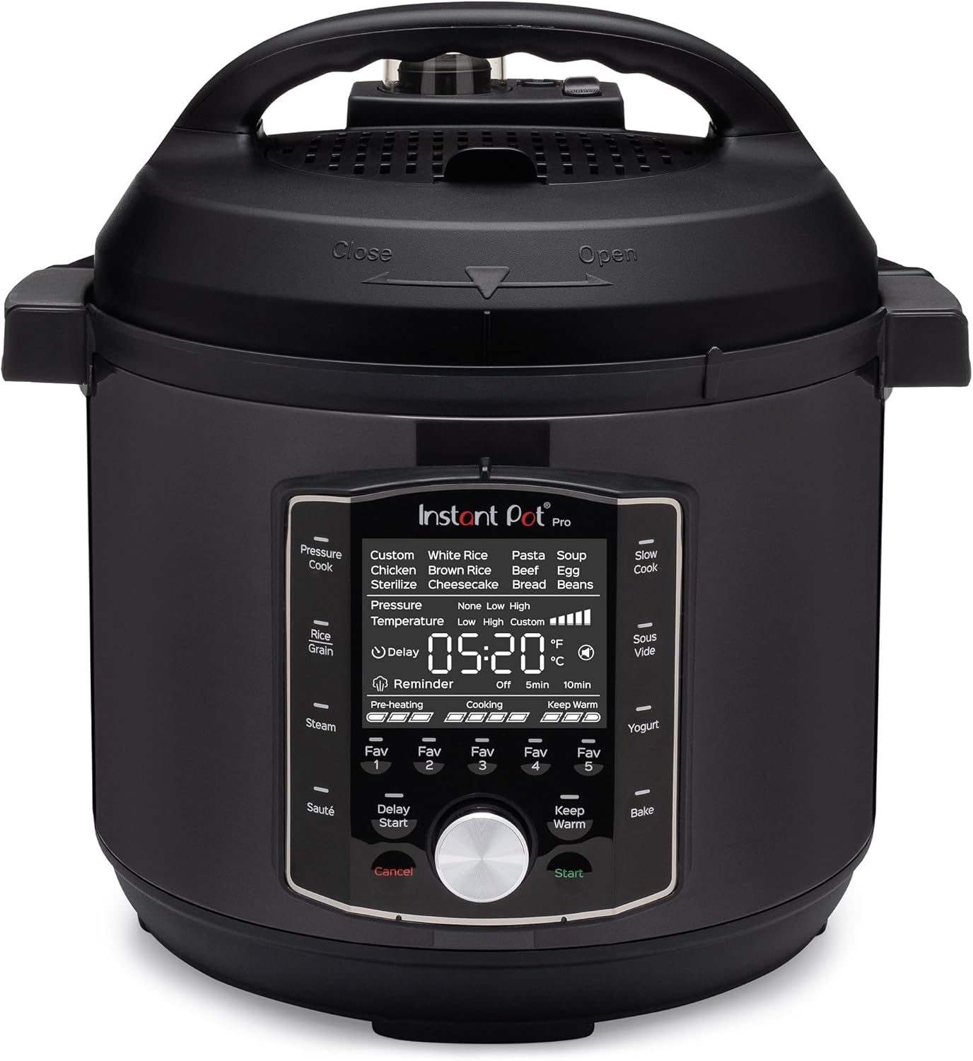 Instant Pot Pro 10-in-1 Pressure Cooker, Slow Cooker, Rice/Grain Cooker, Steamer, Sauté, Sous Vide, Yogurt Maker, Sterilizer, and Warmer, Includes App With Over 800 Recipes, Black, 6 Quart