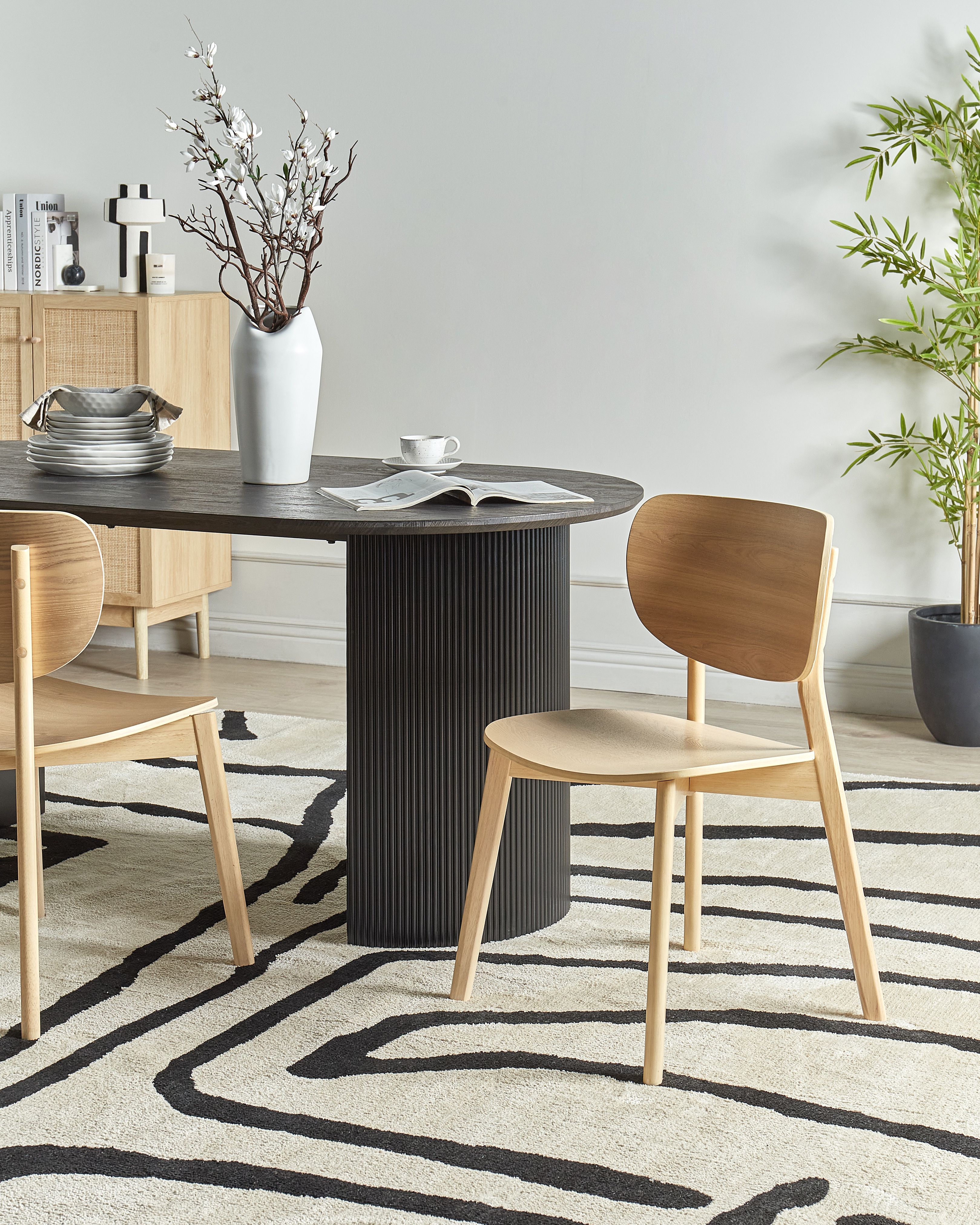 Set of 2 Dining Chairs OVERLY Wood Light Brown