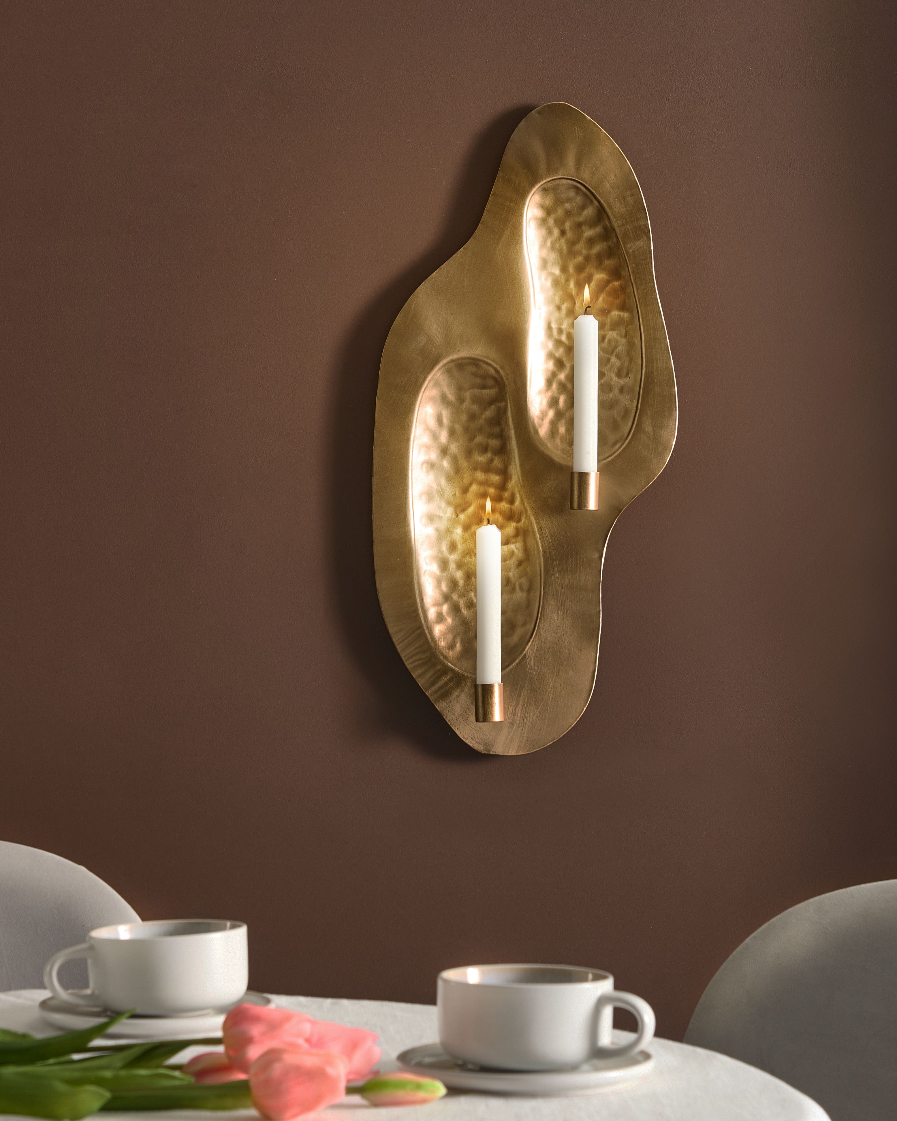 Wall Candle Holder PENICHE Metal 60 cm Gold