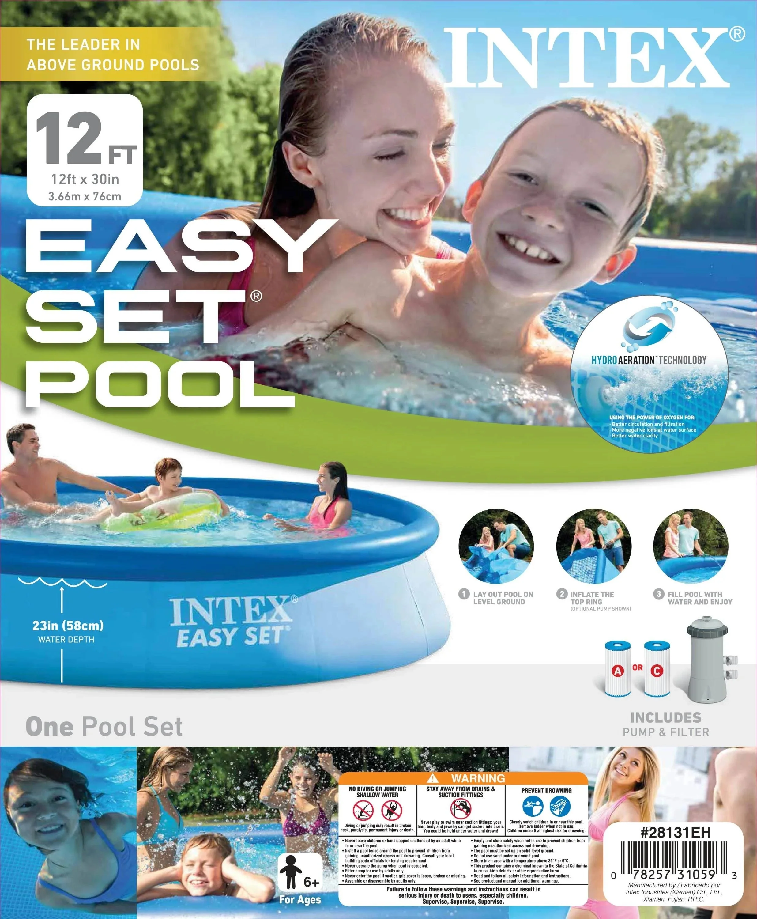 Intex Easy Set Above Ground Swimming Pool 12 ft x 30 in With Filter Pump - 28131EH - Image 5 Intex Easy Set Above Ground Swimming Pool 12 ft x 30 in With Filter Pump - 28131EH - Image 5