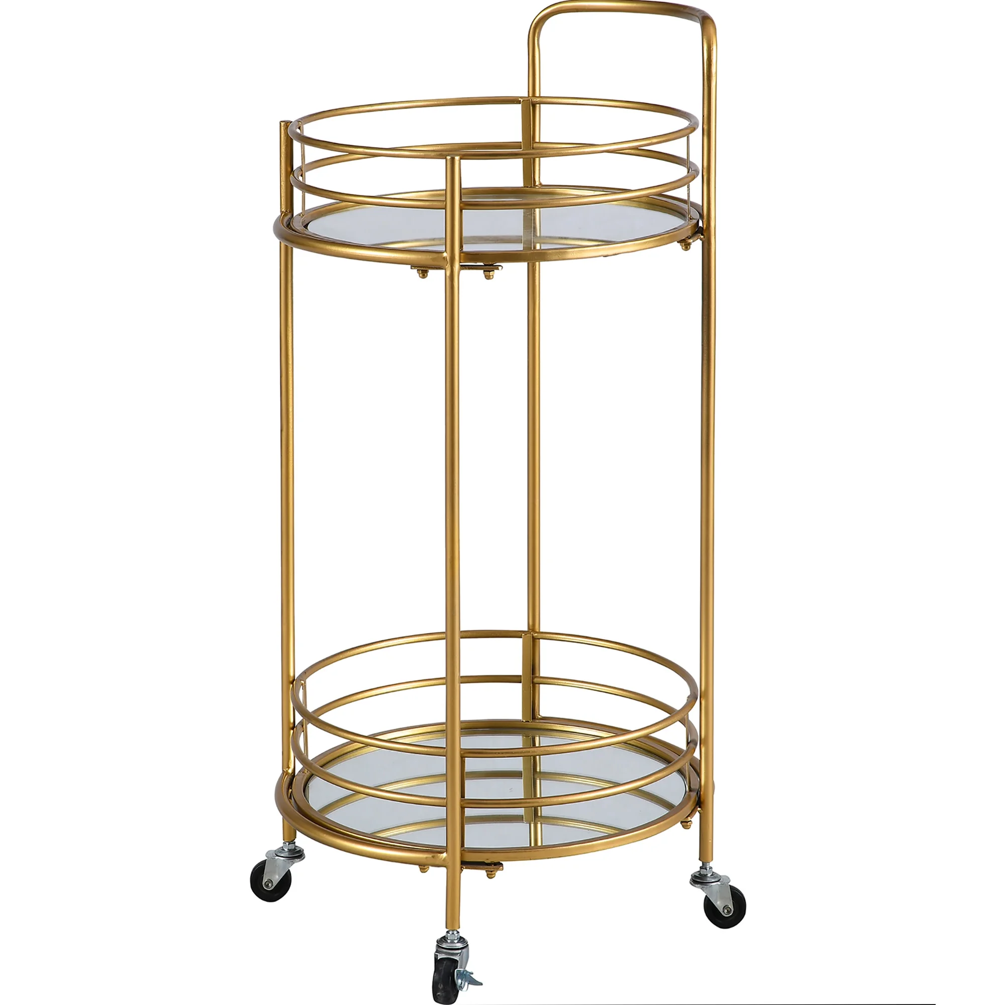 FirsTime & Co. Gold Joliet Mirrored Bar Cart, Industrial, Metal, 16 x 16 x 33.5 in