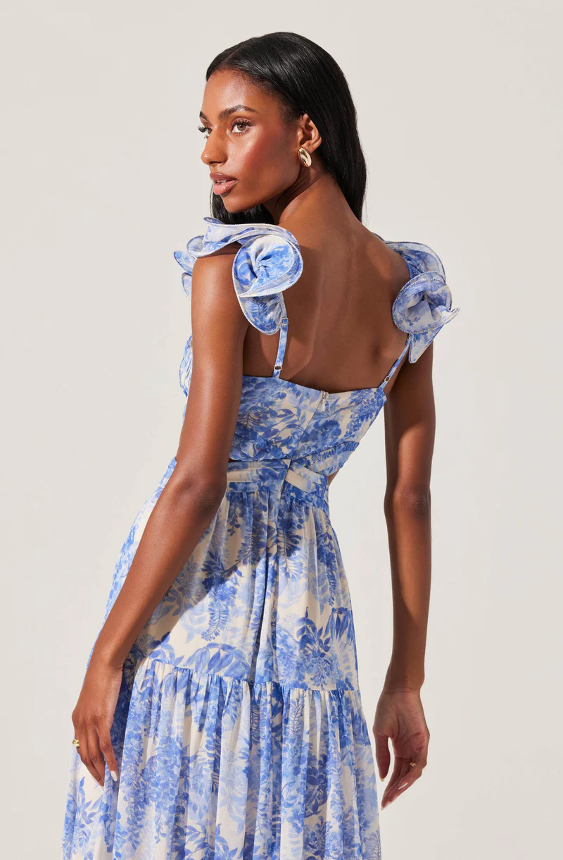 Fritillaria Floral Maxi Dress - Blue