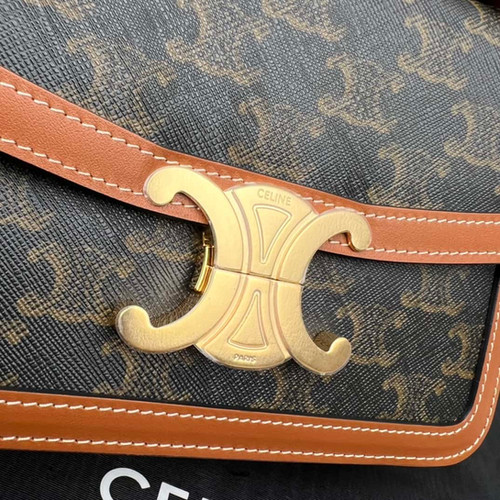 CELINE TRIOMPHE canvas and calfskin small handbag celine luxury replica bags