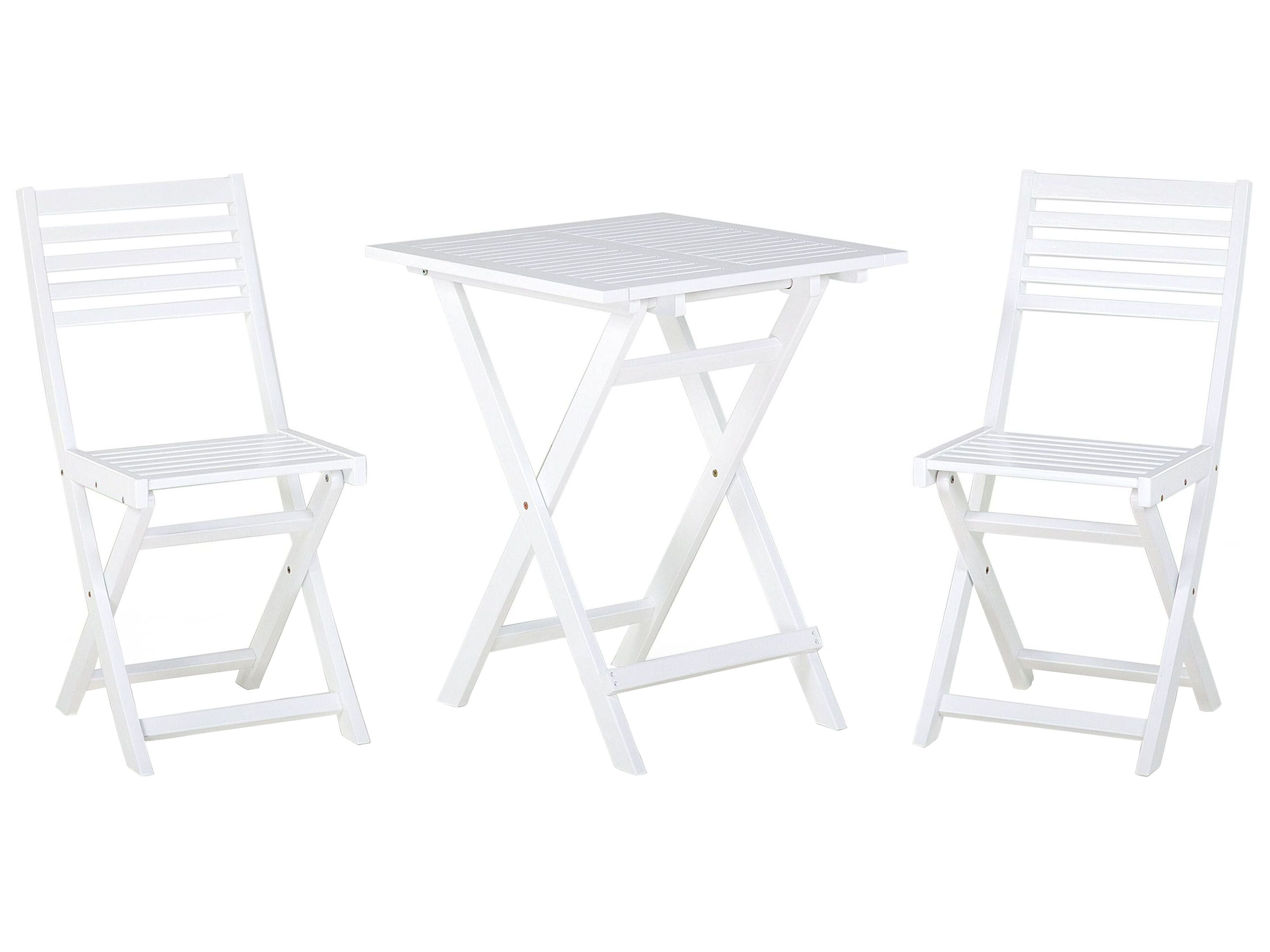 Bistro Set Folding FIJI Acacia Wood White
