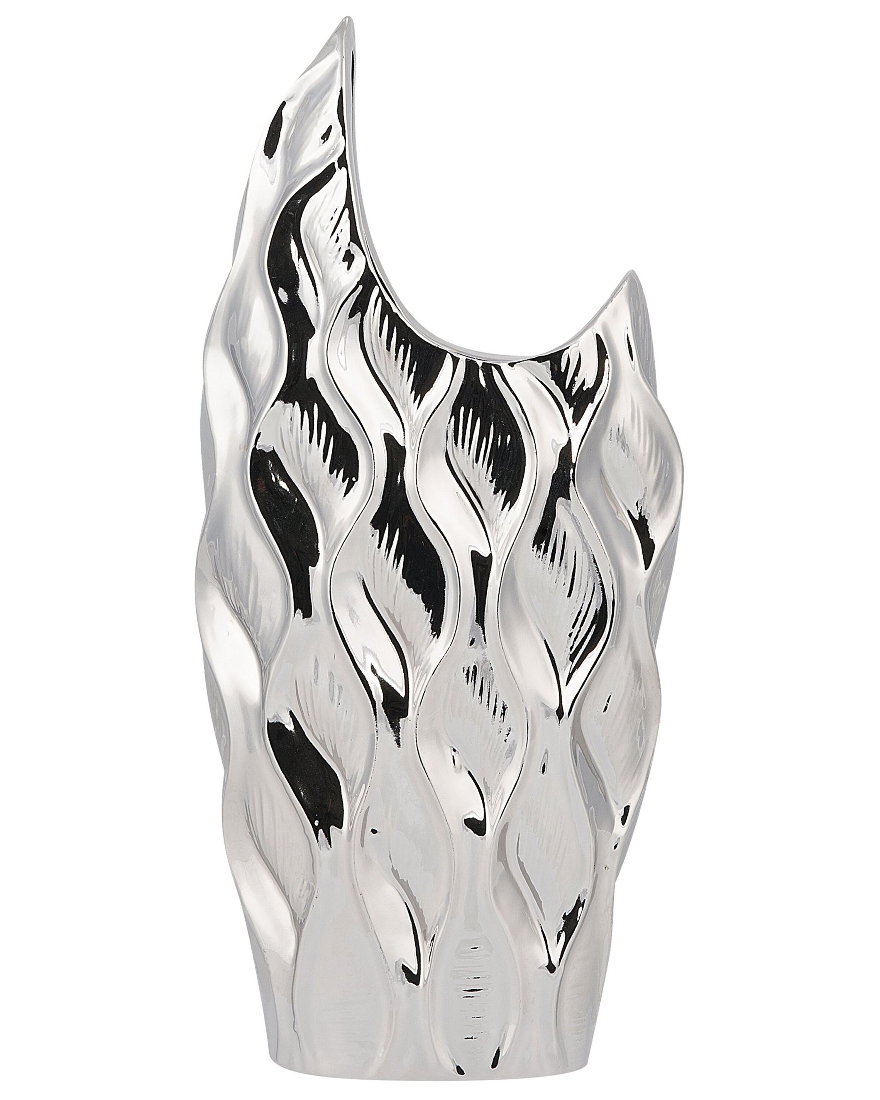 Decorative Vase HALUZA Stoneware 35 cm Silver