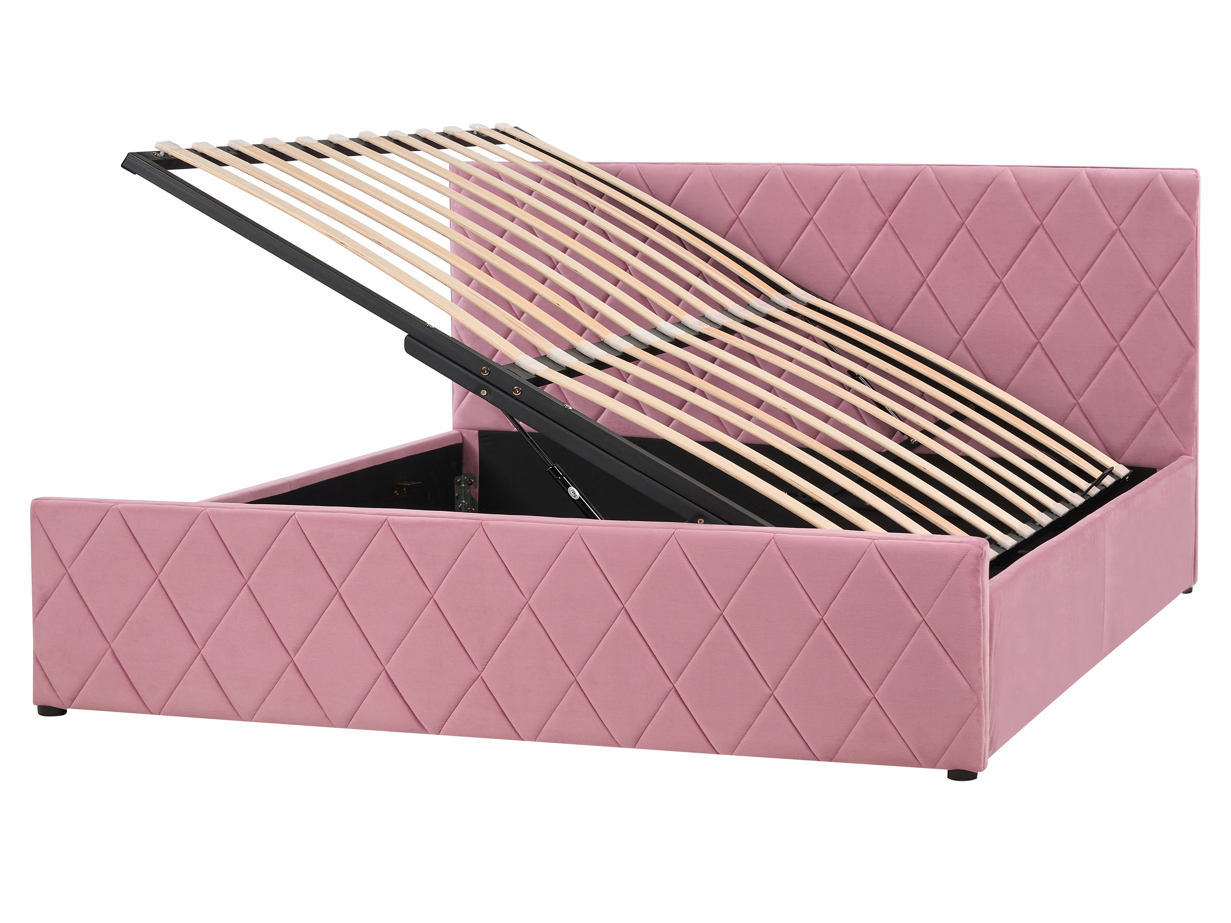 Ottoman Bed Velvet ROCHEFORT 160 x 200 cm (EU King Size) Pink