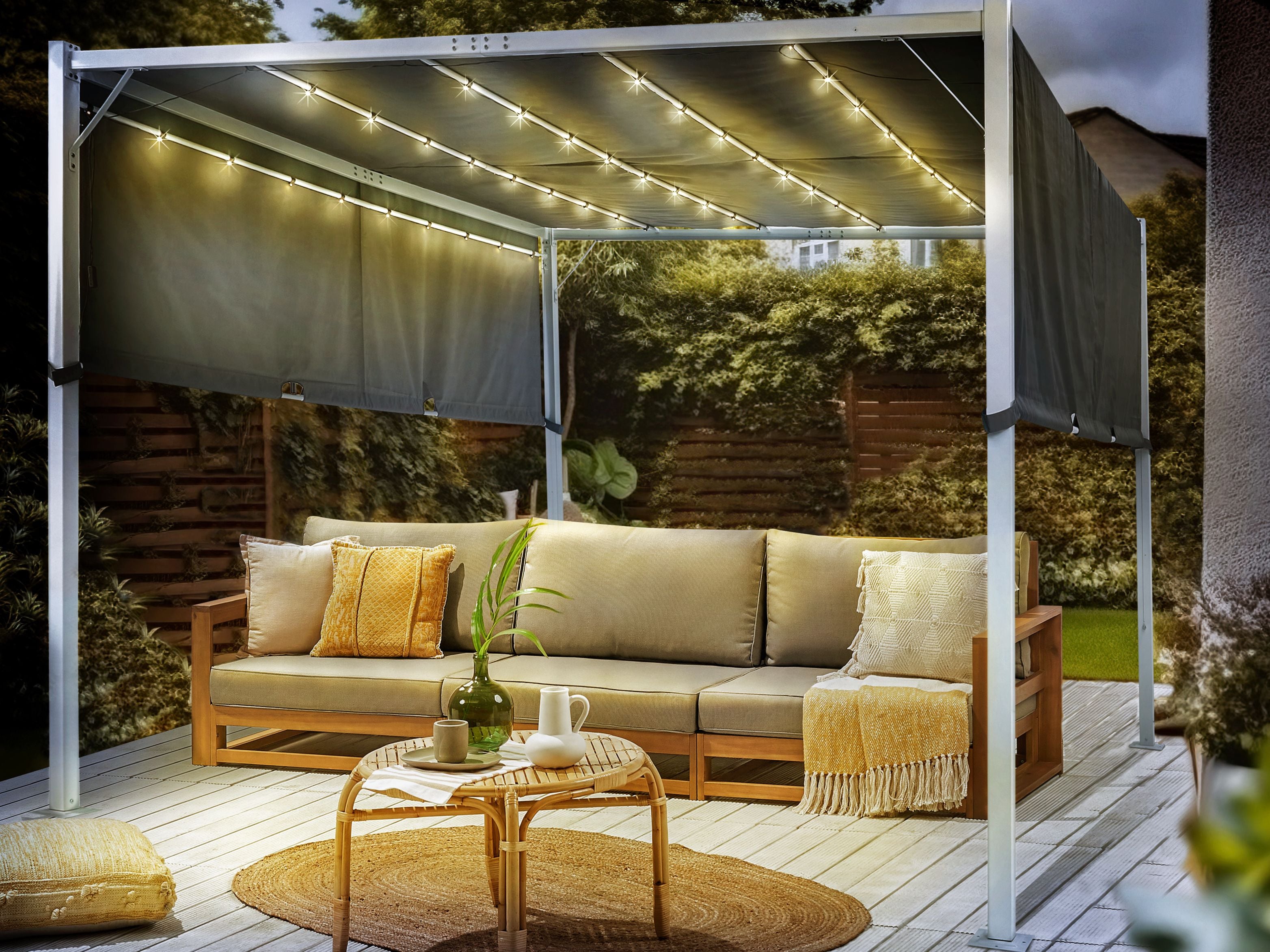 Gazebo LED PARGA Metal 310 cm 310 cm Grey
