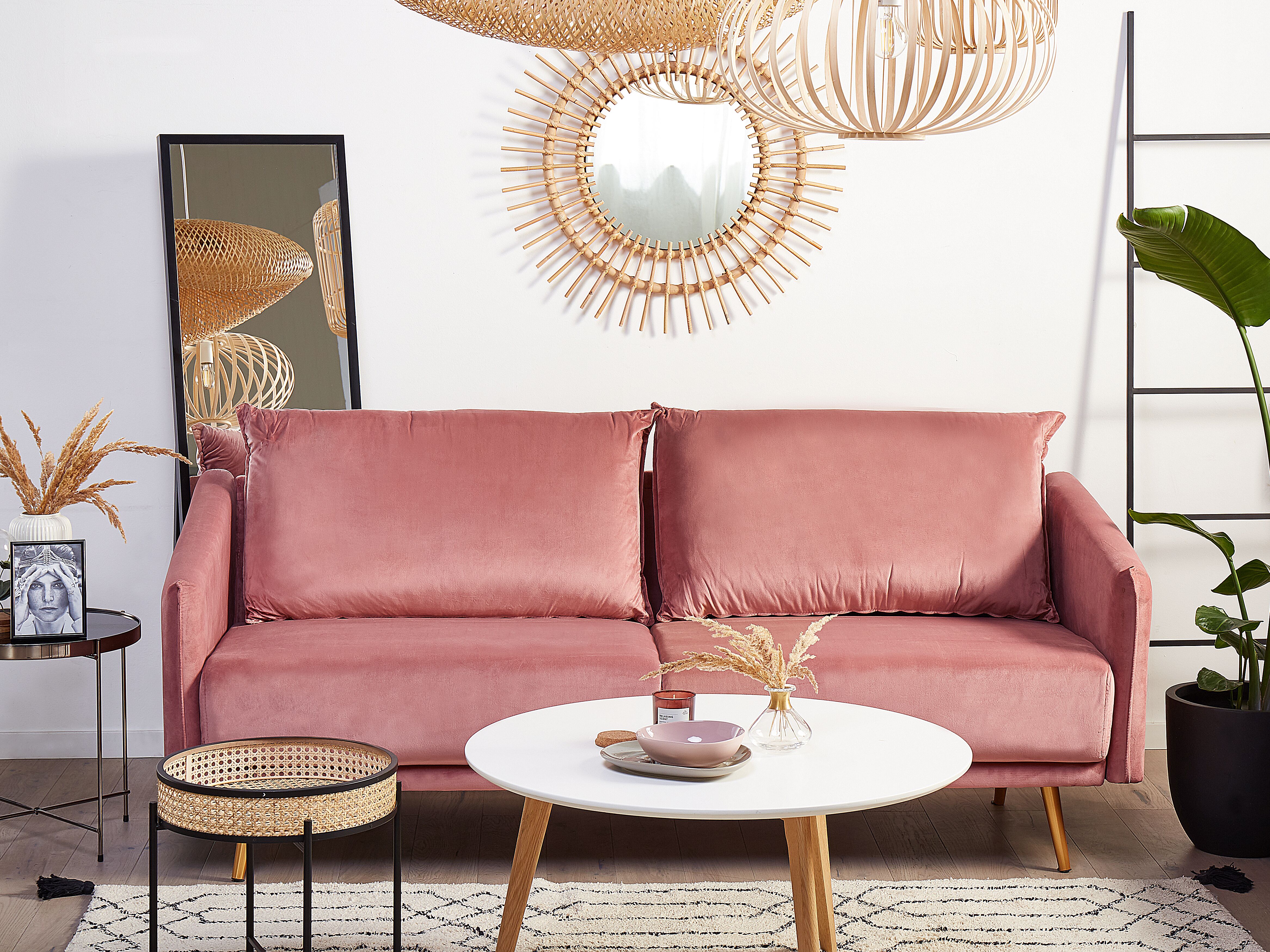 Sofa 3 Seater MAURA Velvet Pink