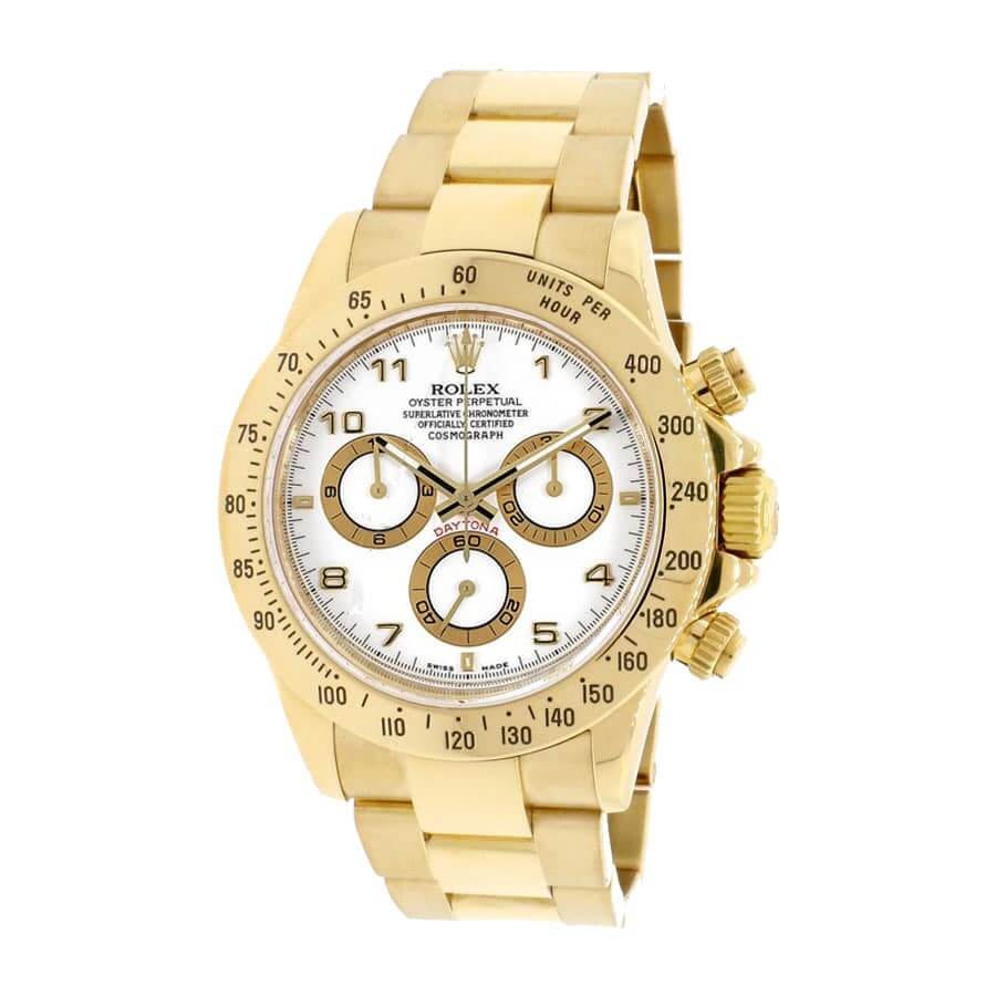 Rolex Daytona Cosmograph 116528 Yellow Gold White Dial Oyster Replica - Elite Watch Atelier