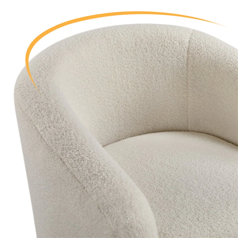 Topeakmart 2pcs Boucle Club Chair Accent Barrel Chair Upholstered Arm Chair, Ivory - Image 14