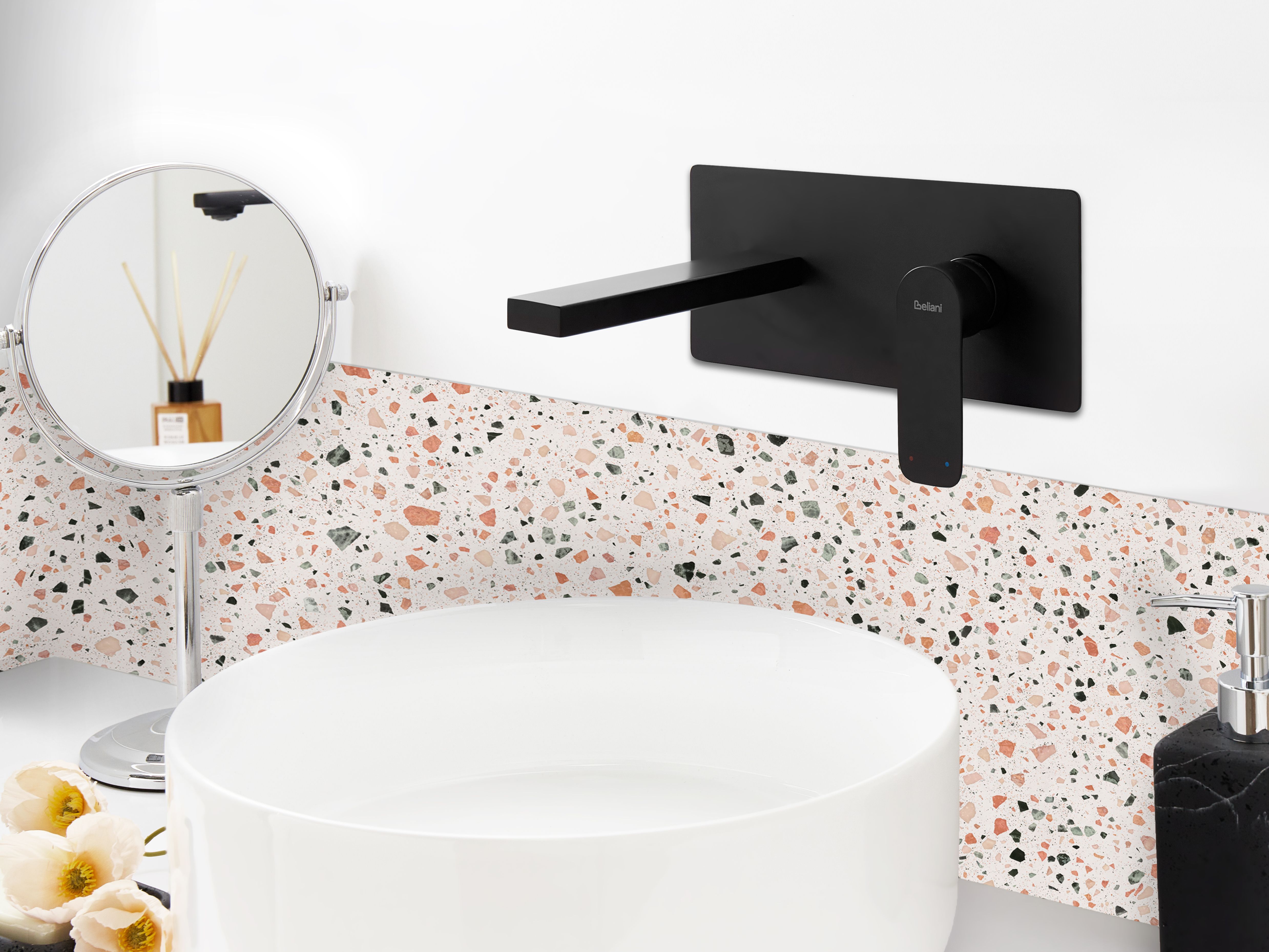 Wall Mounted Basin Mixer Tap DICHATO Brass Black
