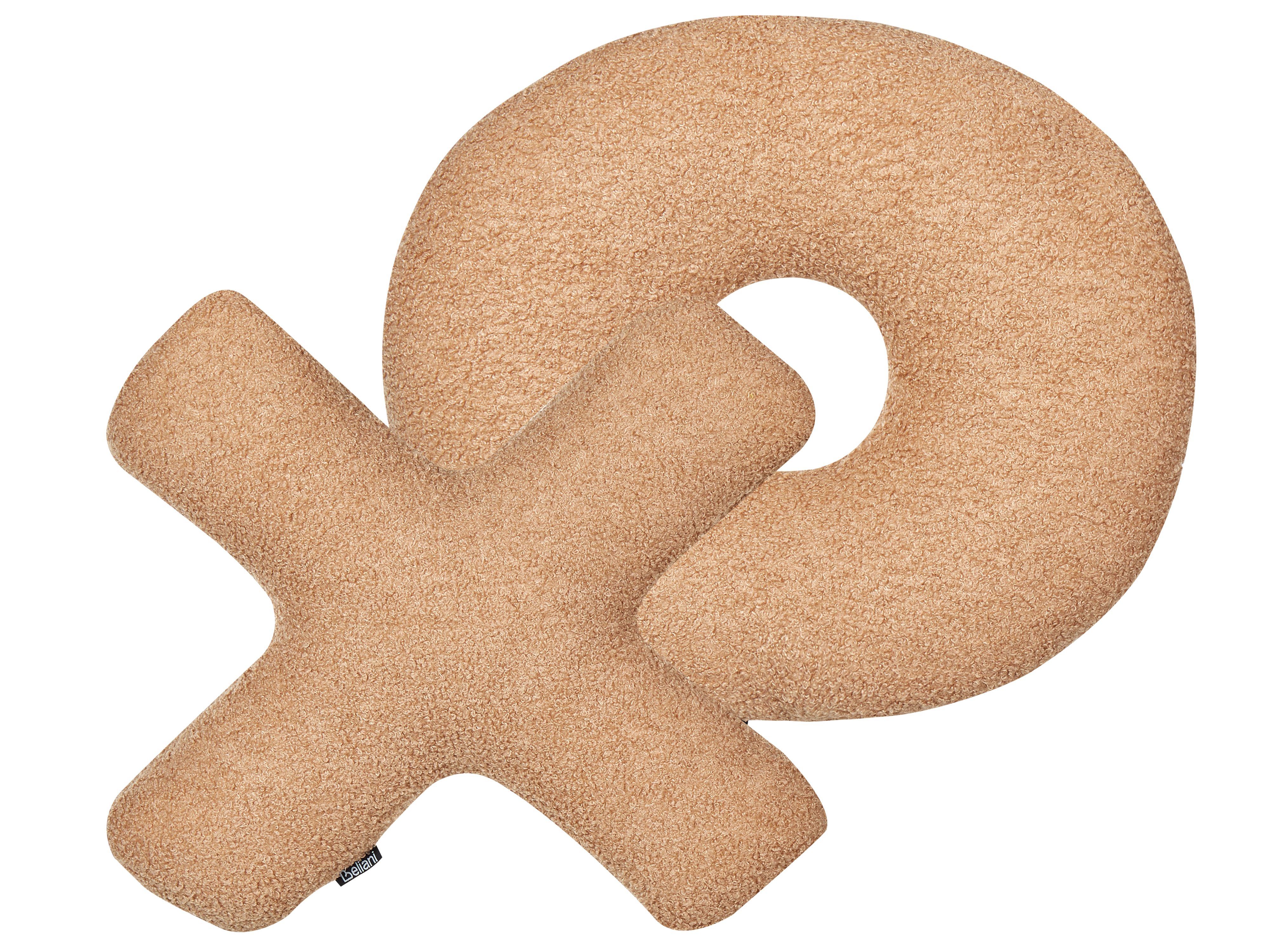 Set of 2 Decorative Cushions HESPERIS Boucle Light Brown Solid