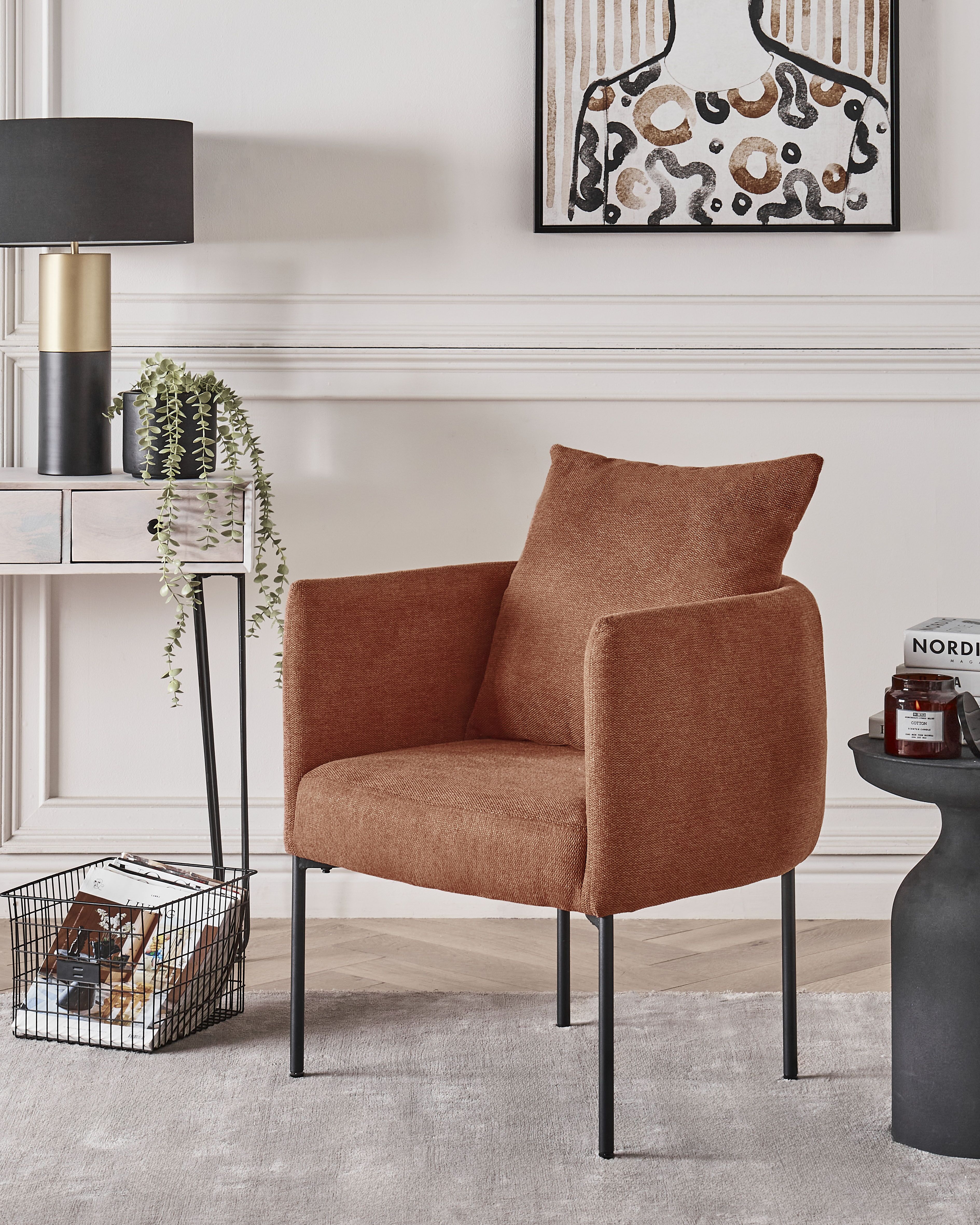 Armchair MALMOS Fabric Golden Brown