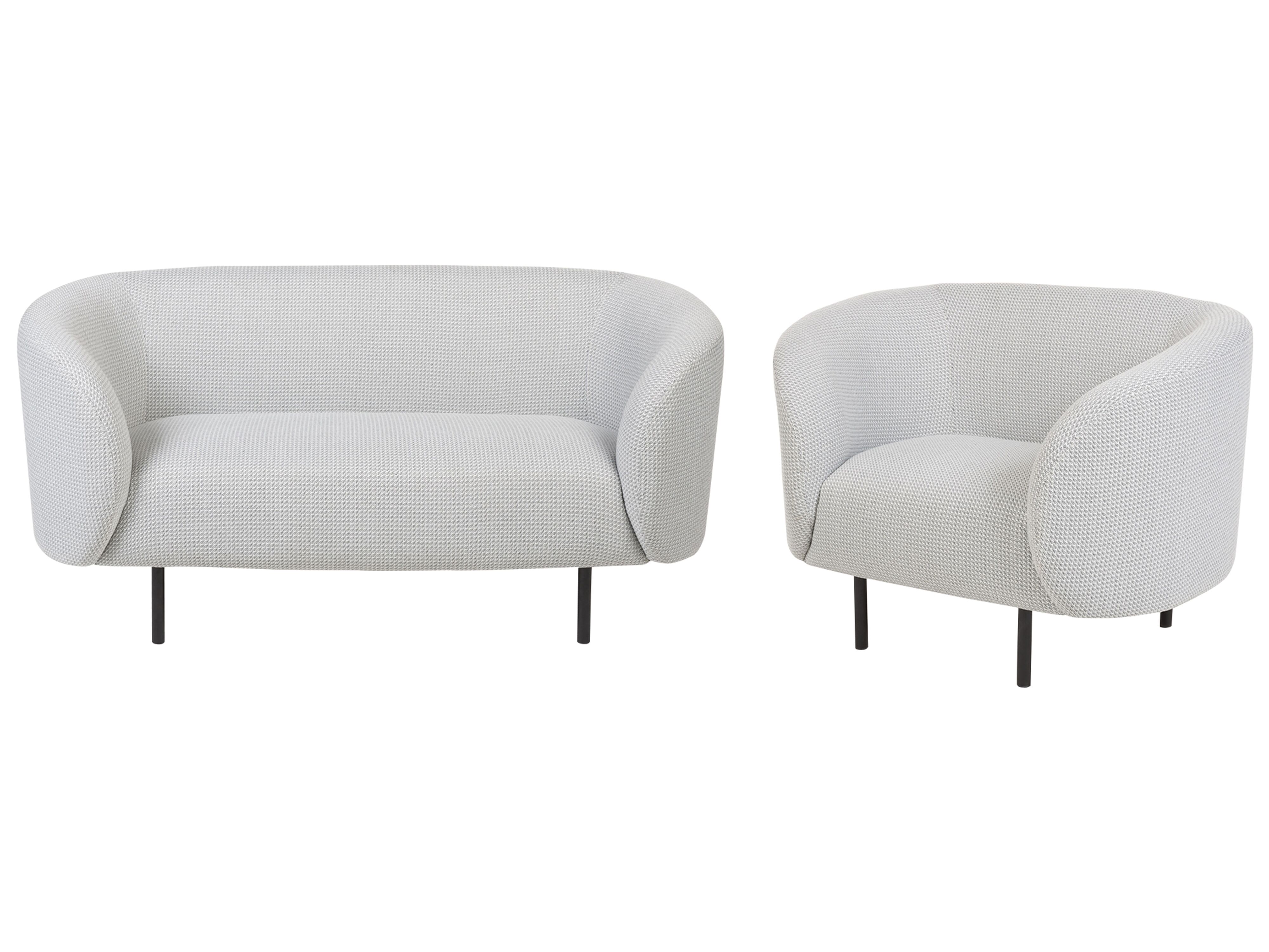 Living Room Set 3 Seater LOEN Fabric Black/ White