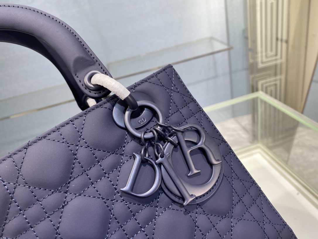 Christian Dior Medium Lady Dior Bag Dark Blue For Women 9.5in/24cm1:1High-quality replica