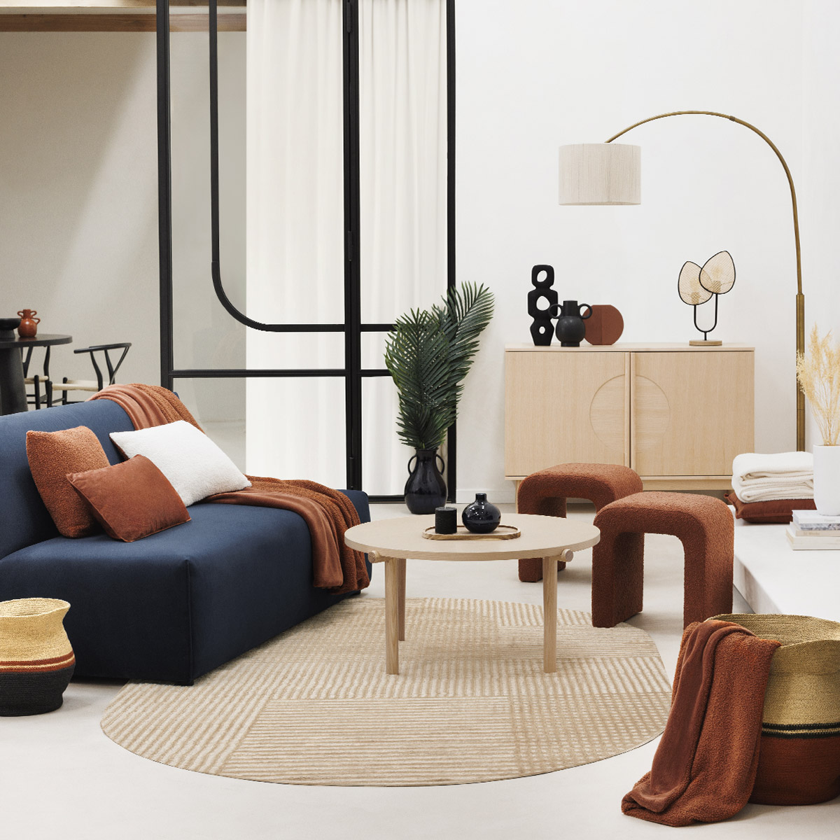 2-seater module "Kiona" Velvet, blue, 2-seater