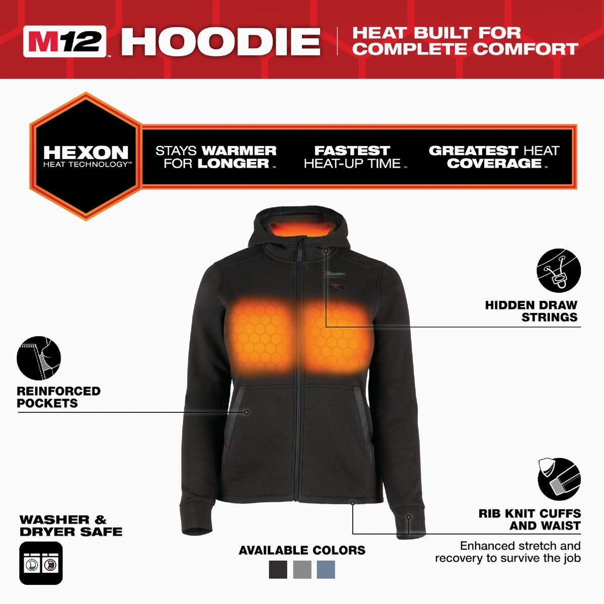 Milwaukee M12 Women's Medium Black Full-Zip Heated Hoodie Kit