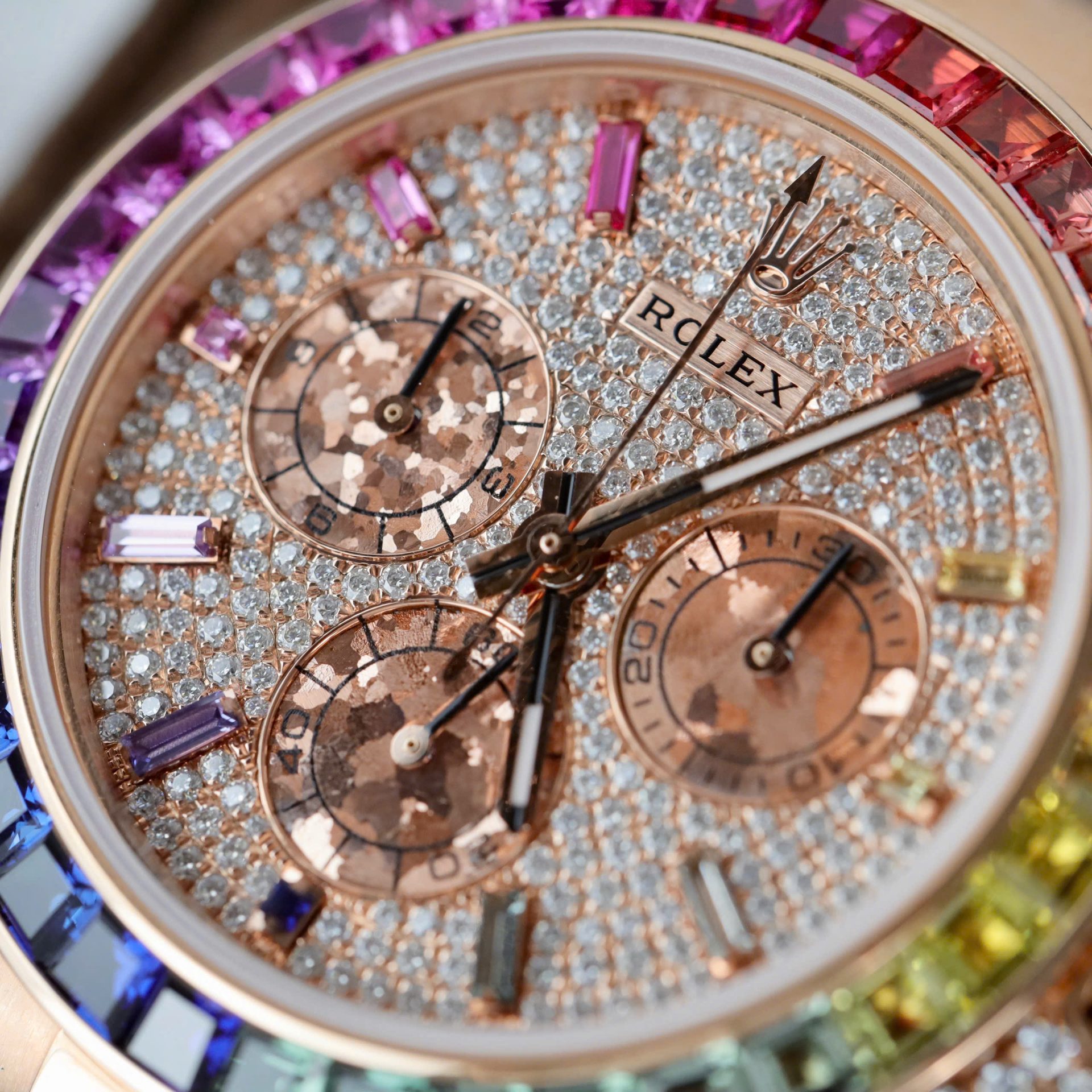 Rolex Daytona Rainbow 116595 Best Replica Watch Gold Wrapped + Moissanite Diamonds 40mm - Top club