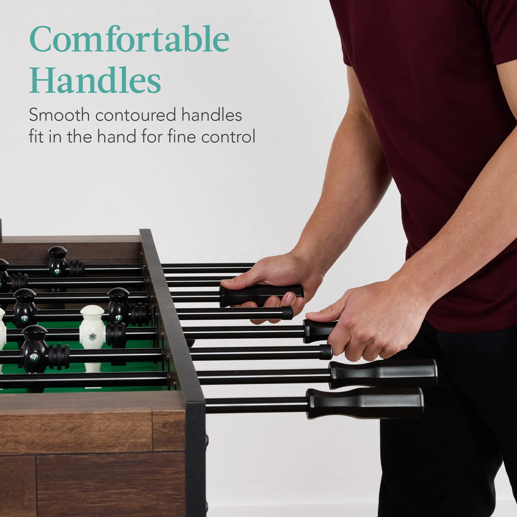 Best Choice Products Large 54in Full-Size Foosball Table for Home, Game Room w/ 2 Balls, 2 Cup Holders - Natural - Image 18