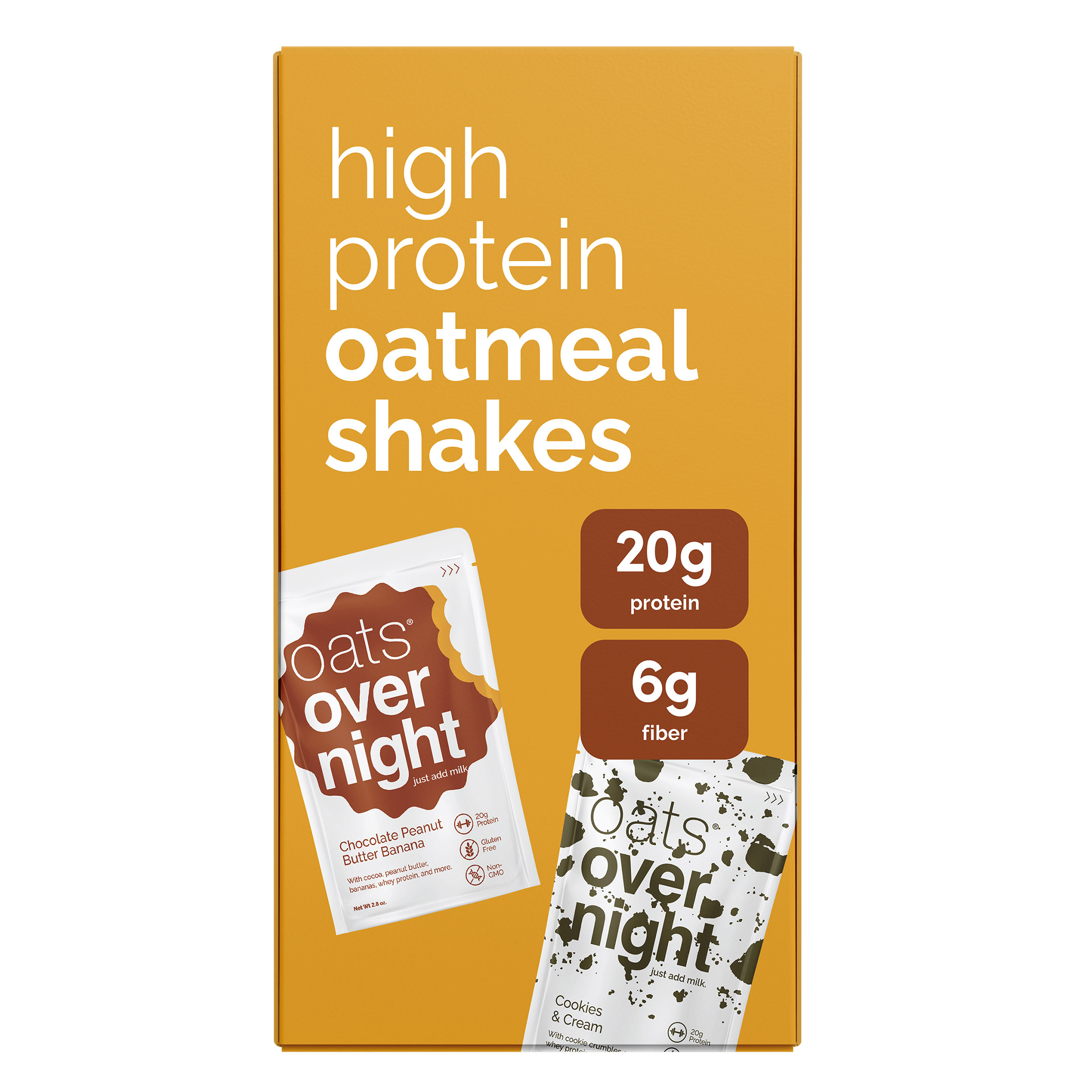 Oats Overnight Variety Pack, 20g Protein Shake, Cookies & Cream & Chocolate Peanut Butter Banana  (14-pack + BlenderBottle)