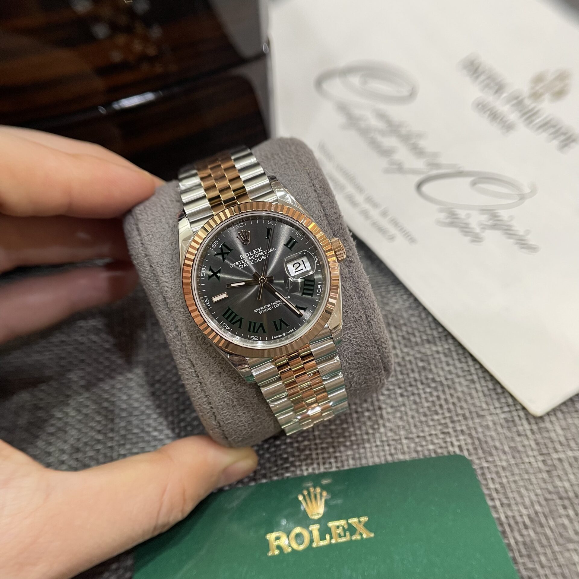 Rolex DateJust 126231 Wimbledon Dial Replica Watch Demi Strap VS Factory 36mm - Elite Watch Atelier