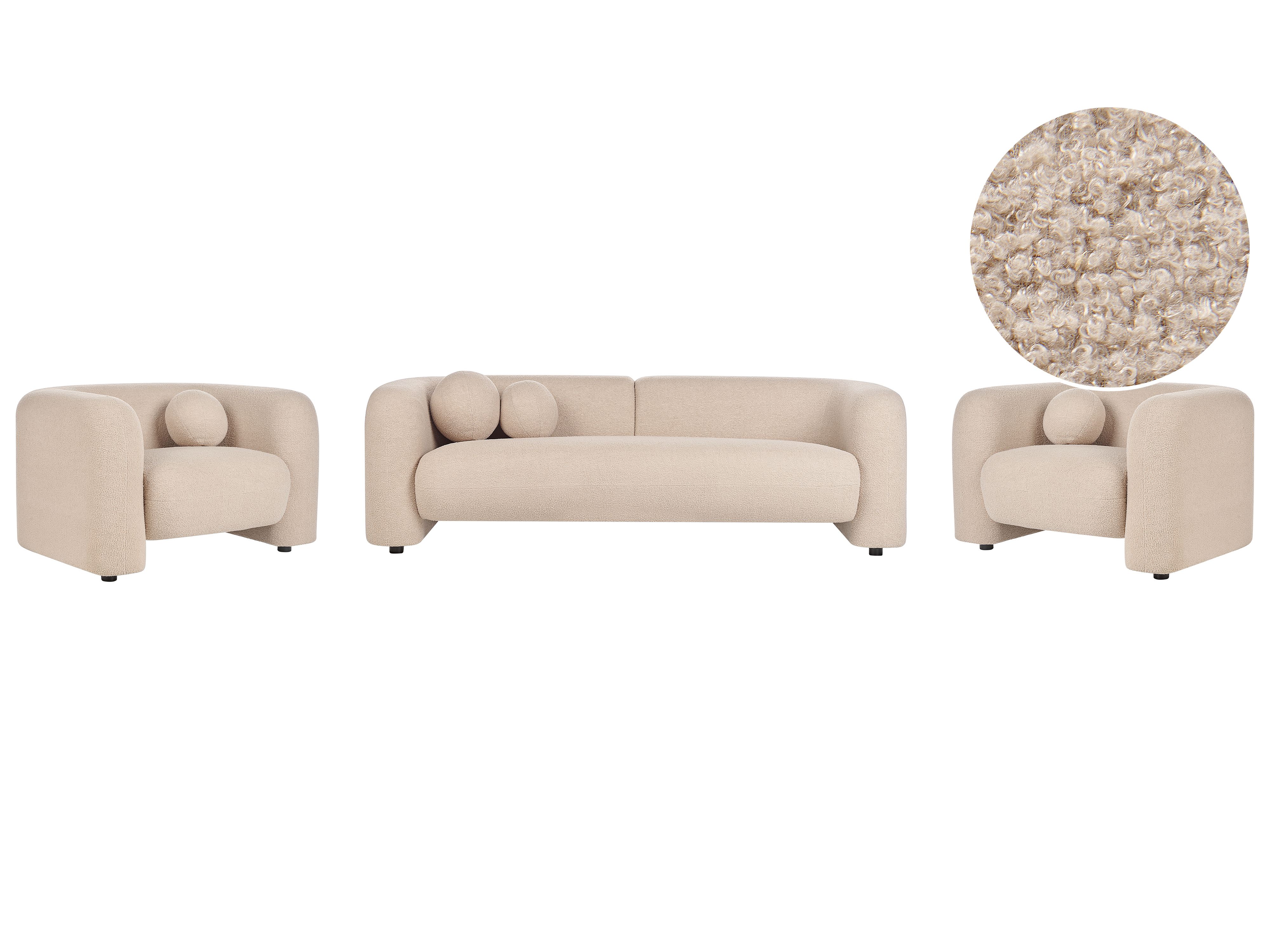 Living Room Set 5 Seater LEIREN Boucle Beige