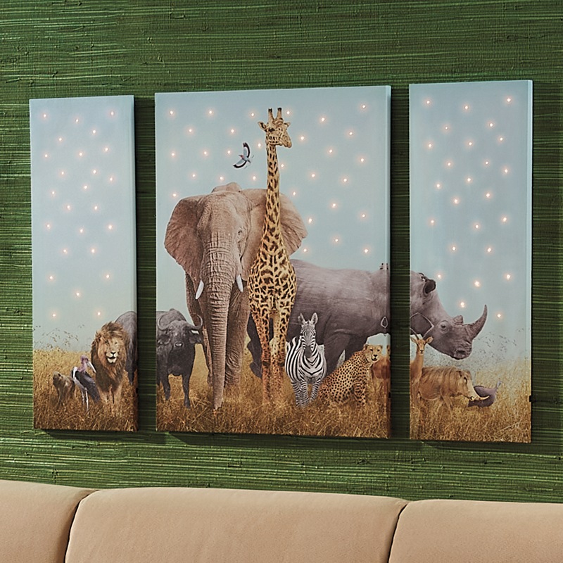 3-Piece Lit Animal Kingdom Wall Art - MIDNIGHT VELVET CATALOG