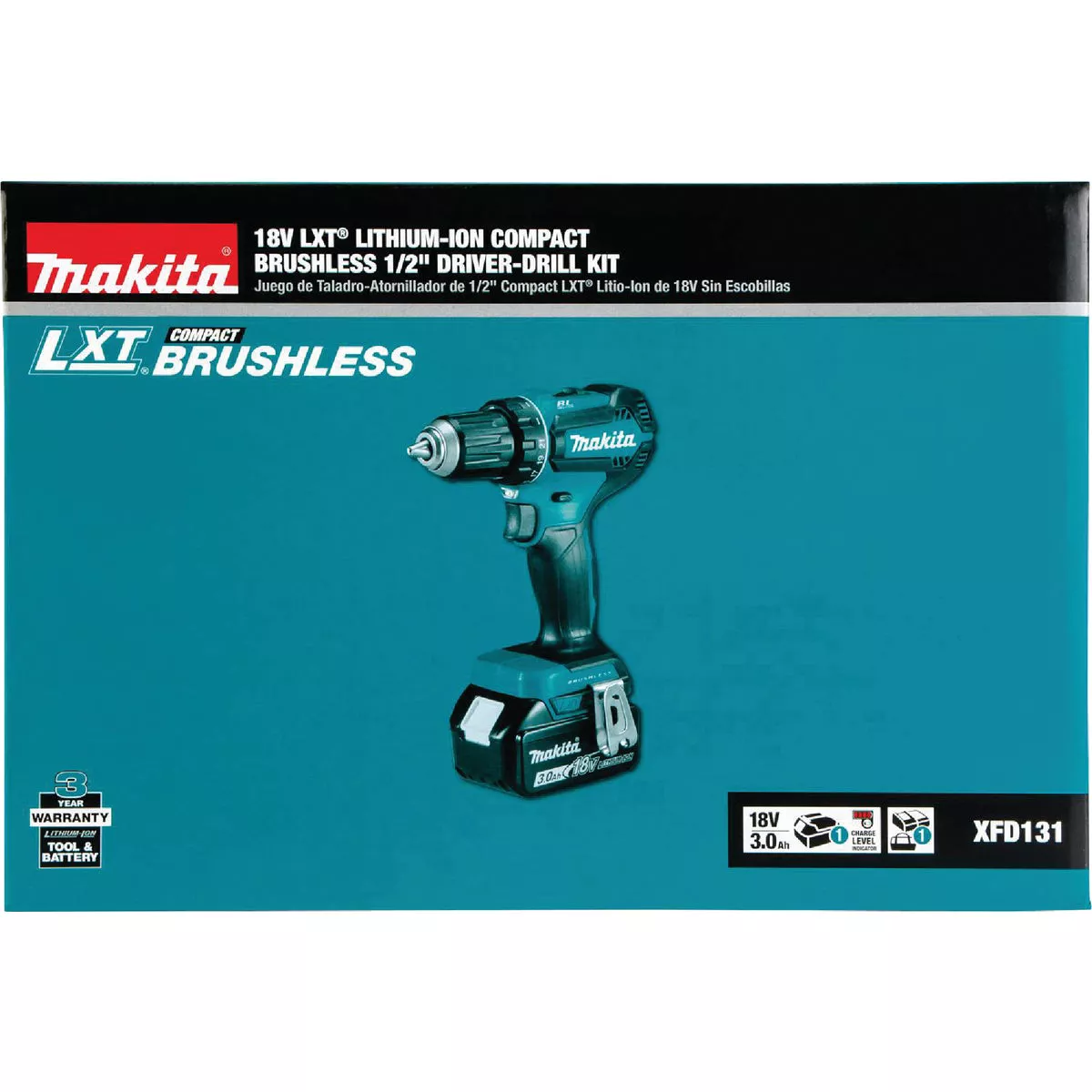 Makita 18V LXT Lithium-Ion 1/2 In. Brushless Cordless Drill/Driver Kit with 3.0 Ah Battery & Charger
