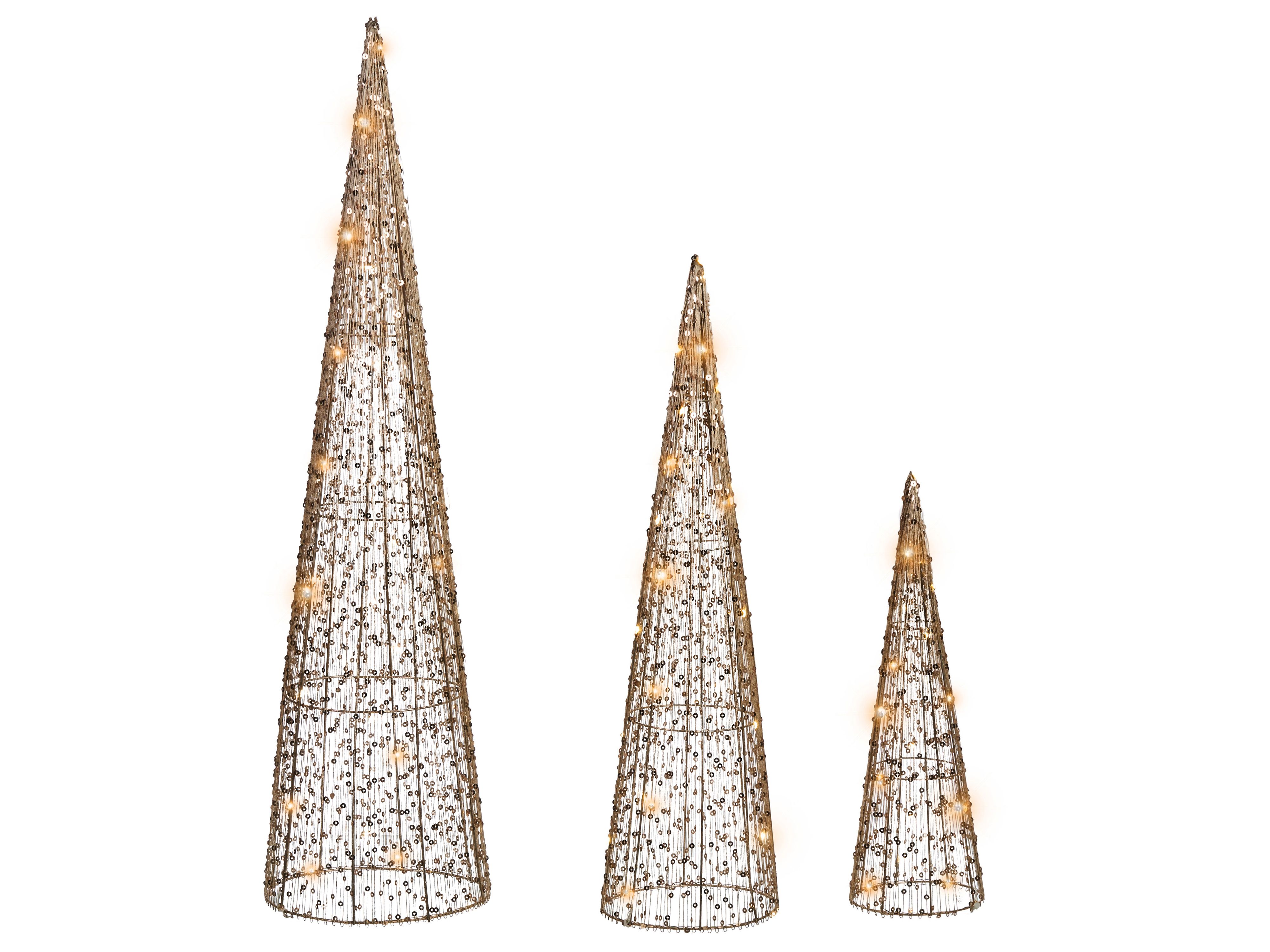 Set of 3 Christmas Decorations LED VEJLESO Christmas Tree 40/60/80 cm Gold
