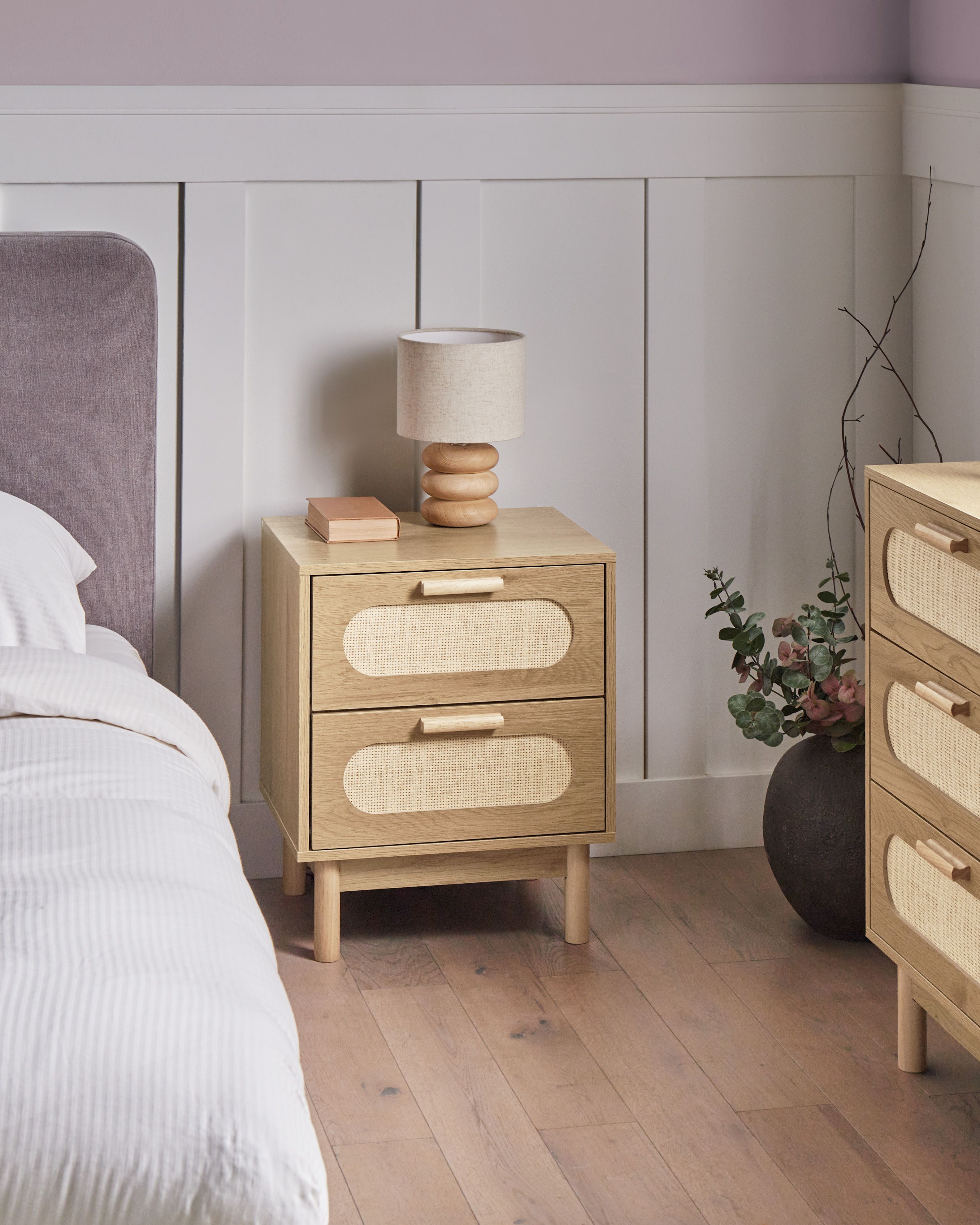 2 Drawer Bedside Table COSTELLO Light Brown