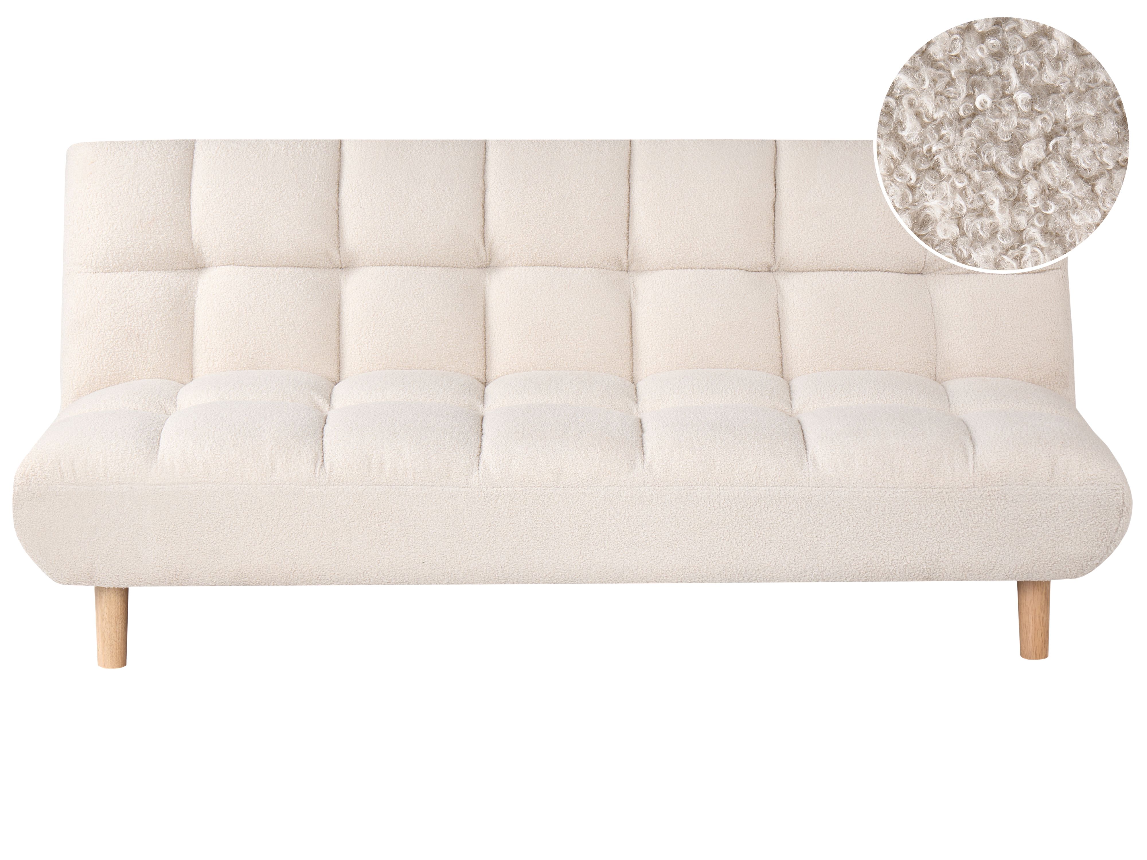 Sofa Bed 2 Seater RISOR Boucle Off-White