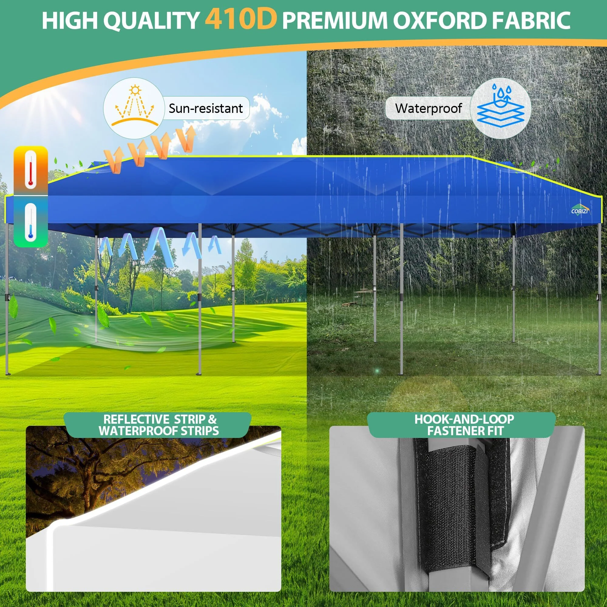 COBIZI 10x10 EZ Pop up Canopy Gazebo with Sidewalls,Pop up Canopy Tent Instant Shelter for Outdoor Party Camping Backyard Beach with Air Vent ,Carry Bag,Stakes,Ropes,Black - Image 34