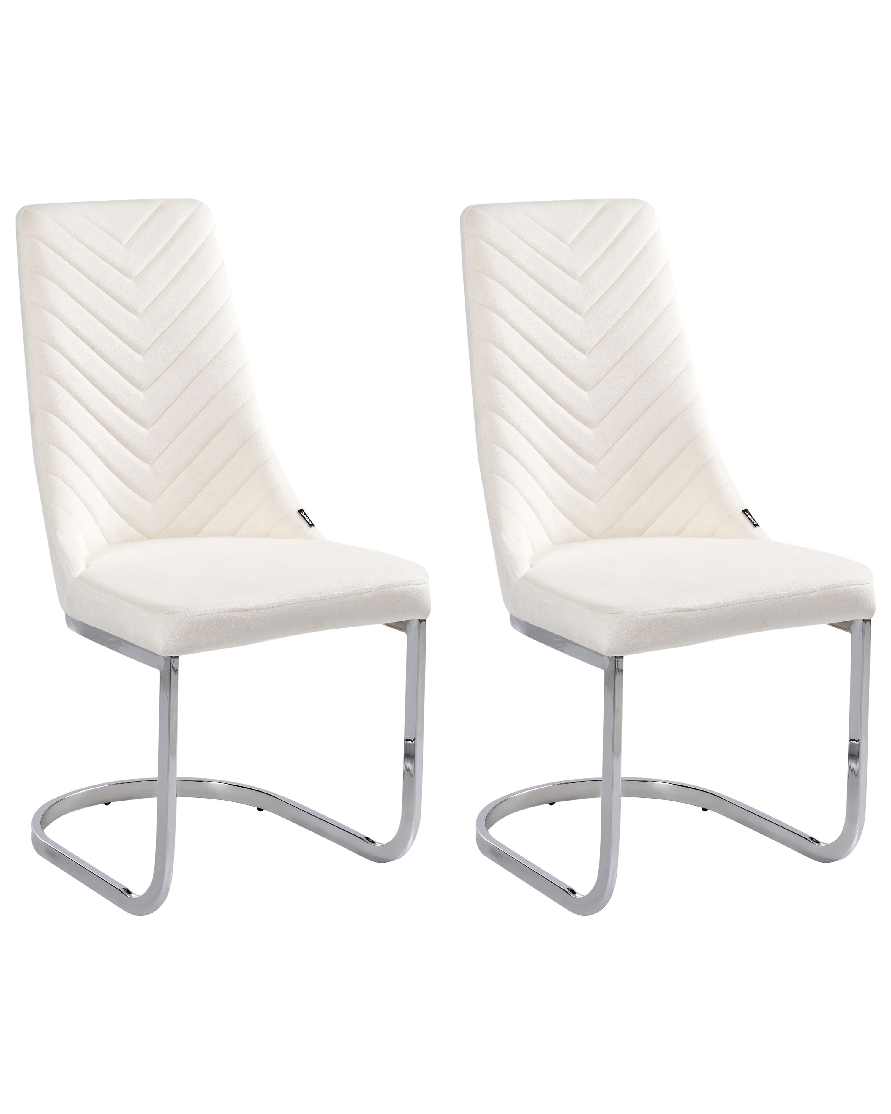 Set of 2 Dining Chairs ALTOONA Velvet Off-White