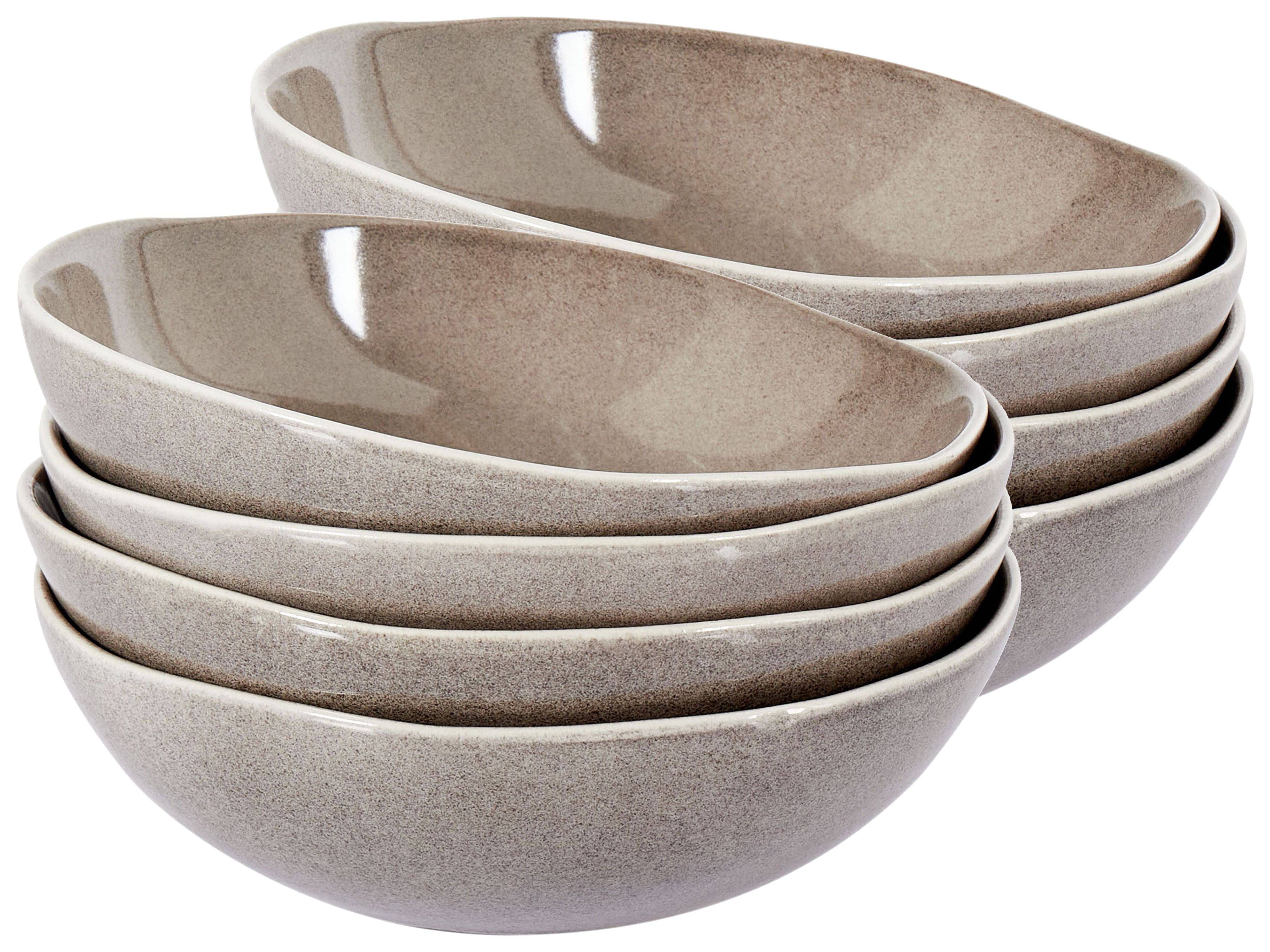 Set of 8 Deep Plates COSTMARY Stoneware Grey